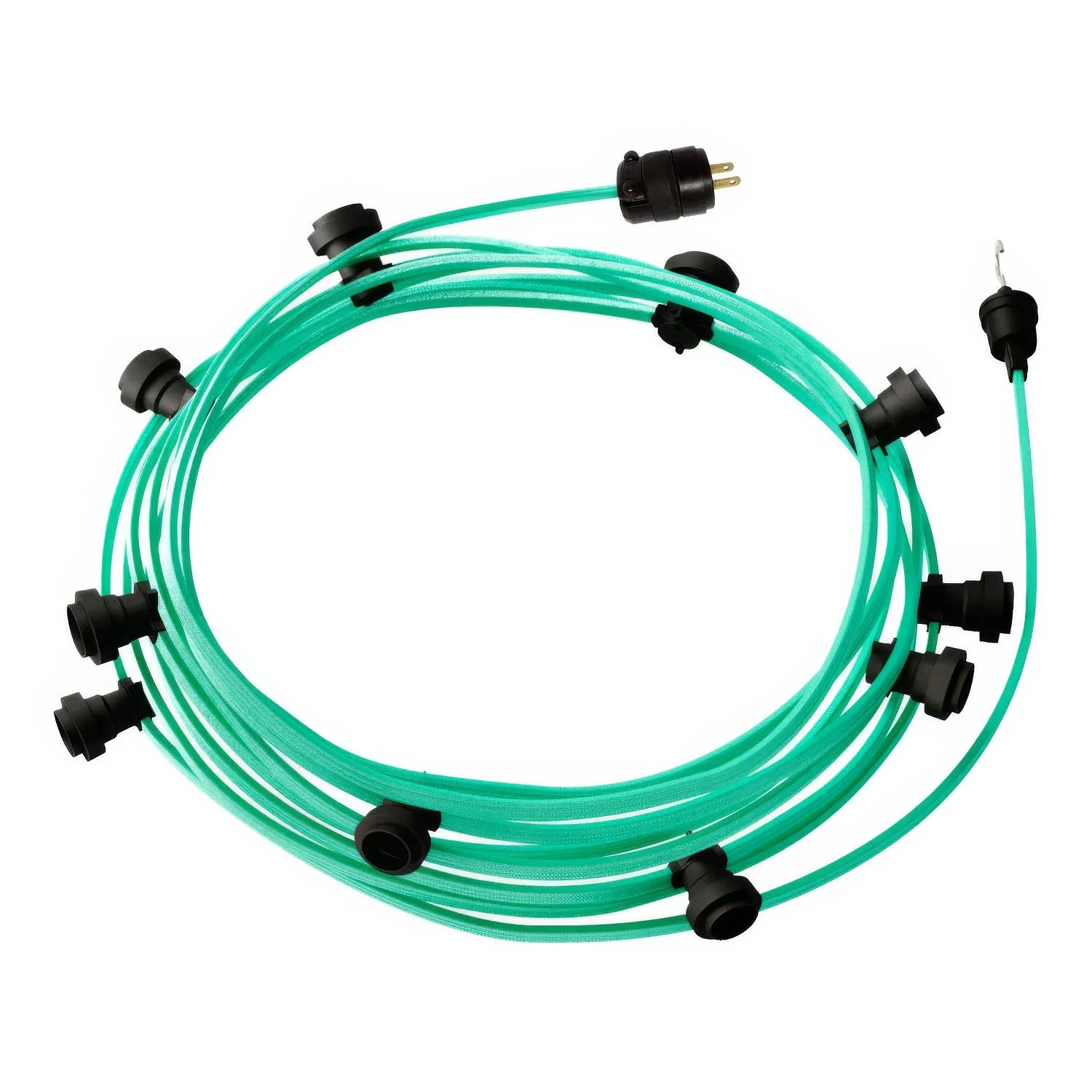 Fertig konfektionierte 40-Fuß-Lichterkette mit 5 schwarzen Fassungen, Haken und Stecker - CH69