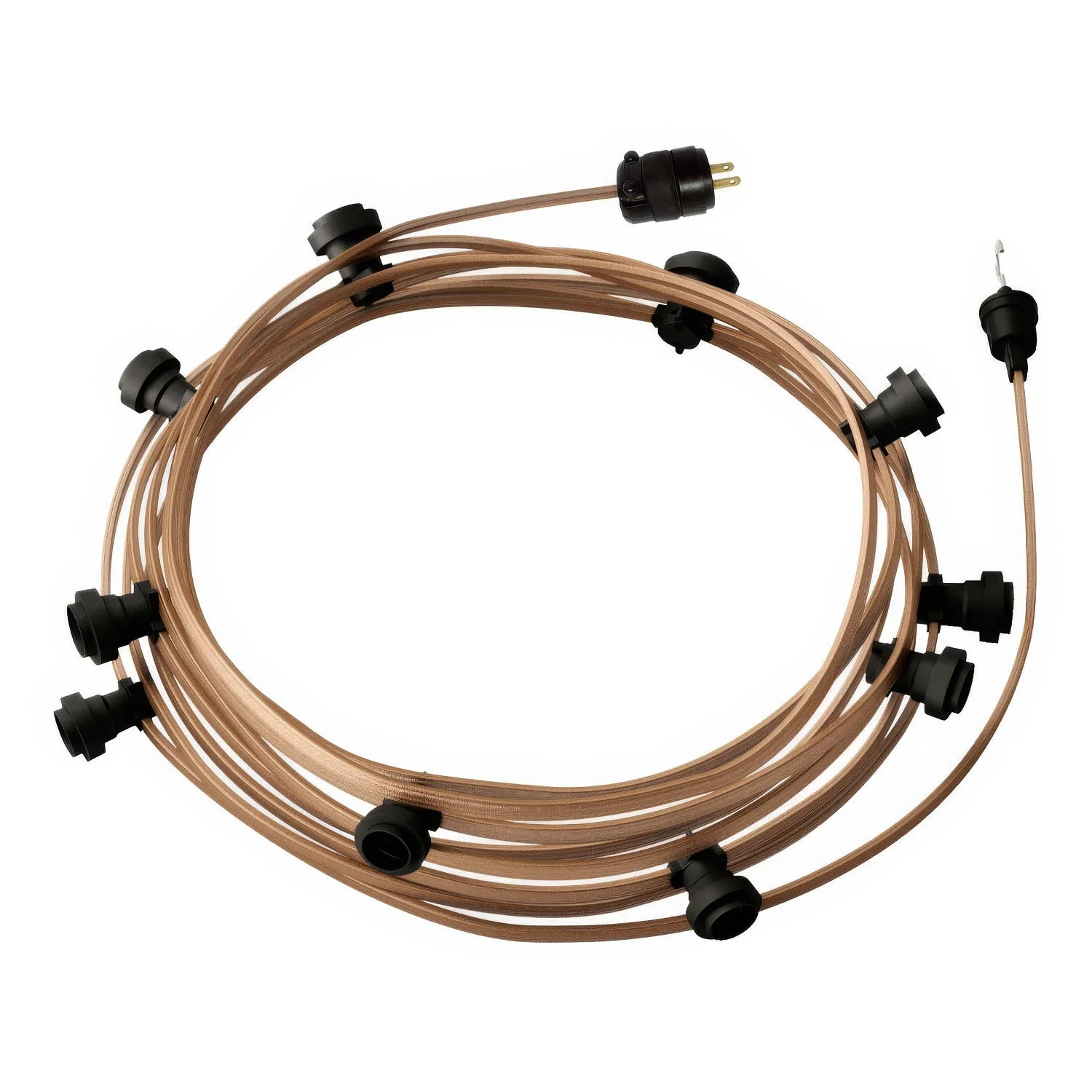 Gebrauchsfertige 40ft Lichterkette mit 5 schwarzen Fassungen, Haken und Stecker – CM27