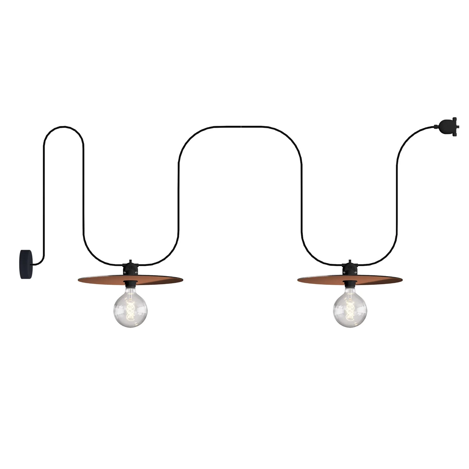 EIVA Outdoor-Lichterkette für nasse Bereiche mit 2 Lampenschirmen und Baldachin – Kupfer und Bronze