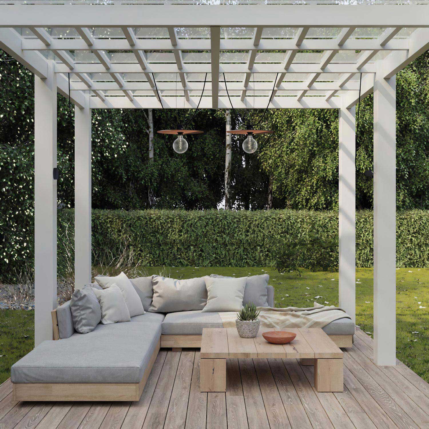 EIVA Outdoor-Lichterkette für nasse Bereiche mit 2 Lampenschirmen und Baldachin – Kupfer und Bronze - Image 2