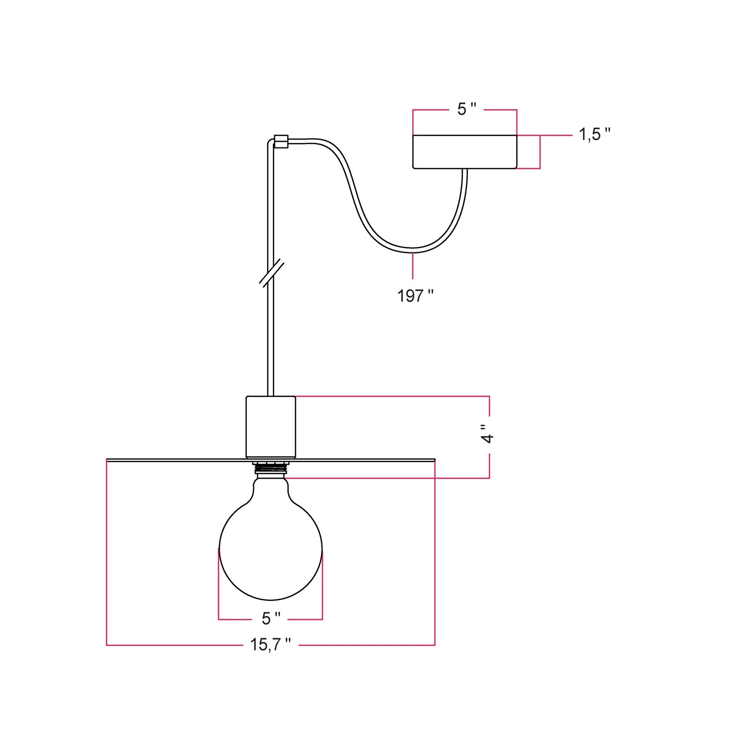 EIVA ELEGANT Pendelleuchte mit Stoffkabel, Ellepì-Lampenschirm, Baldachin und Fassung für Feuchträume - Schwarz - Image 4