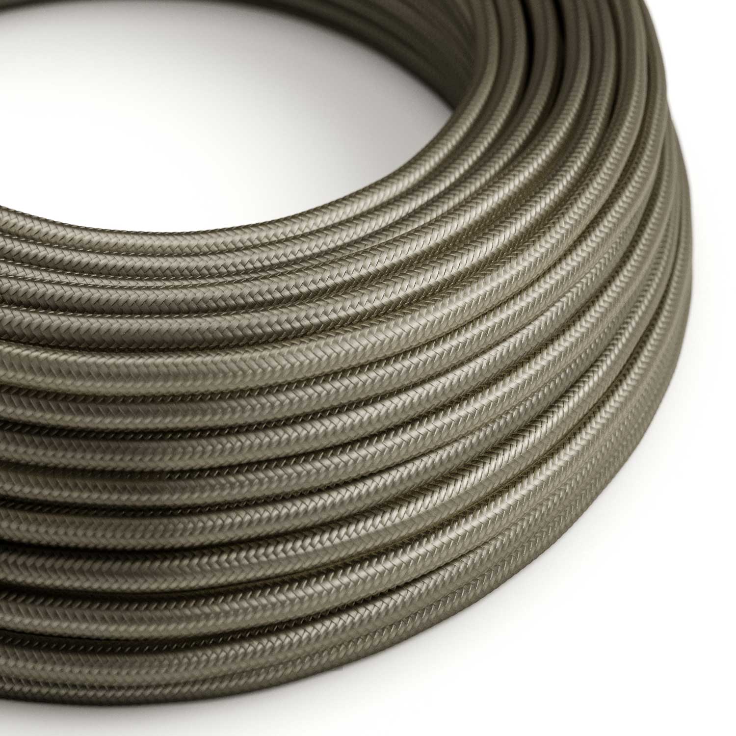 Stoffummanteltes Stromkabel in glänzendem Dunkelgrau – Das Original von Creative Cables, für edle Lampen – RM26
