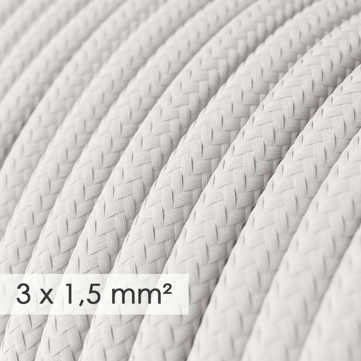 Hochquerschnittiges Stromkabel 3x1,50 rund – Seideneffekt-Gewebe Weiß RM01 - Image 2