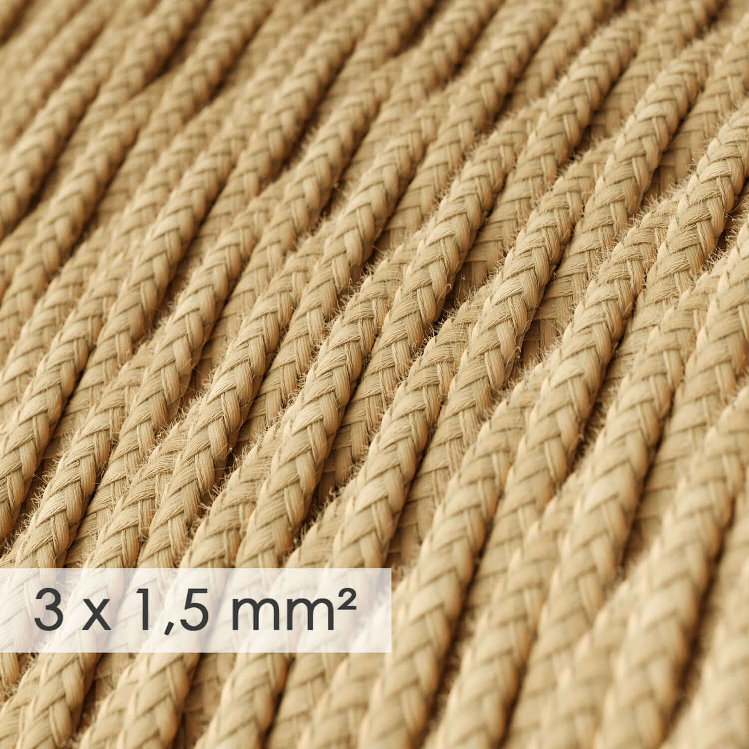 Geflochtenes Starkstromkabel 3x1,50 – Jute TN06 - Image 2