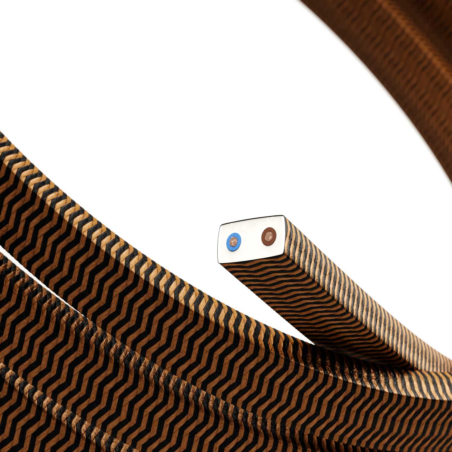 Elektrisches Textilkabel für individuelle Lichterketten, ummantelt mit Rayonstoff in Zickzack Schwarz-Whiskey – CZ22 - Image 2