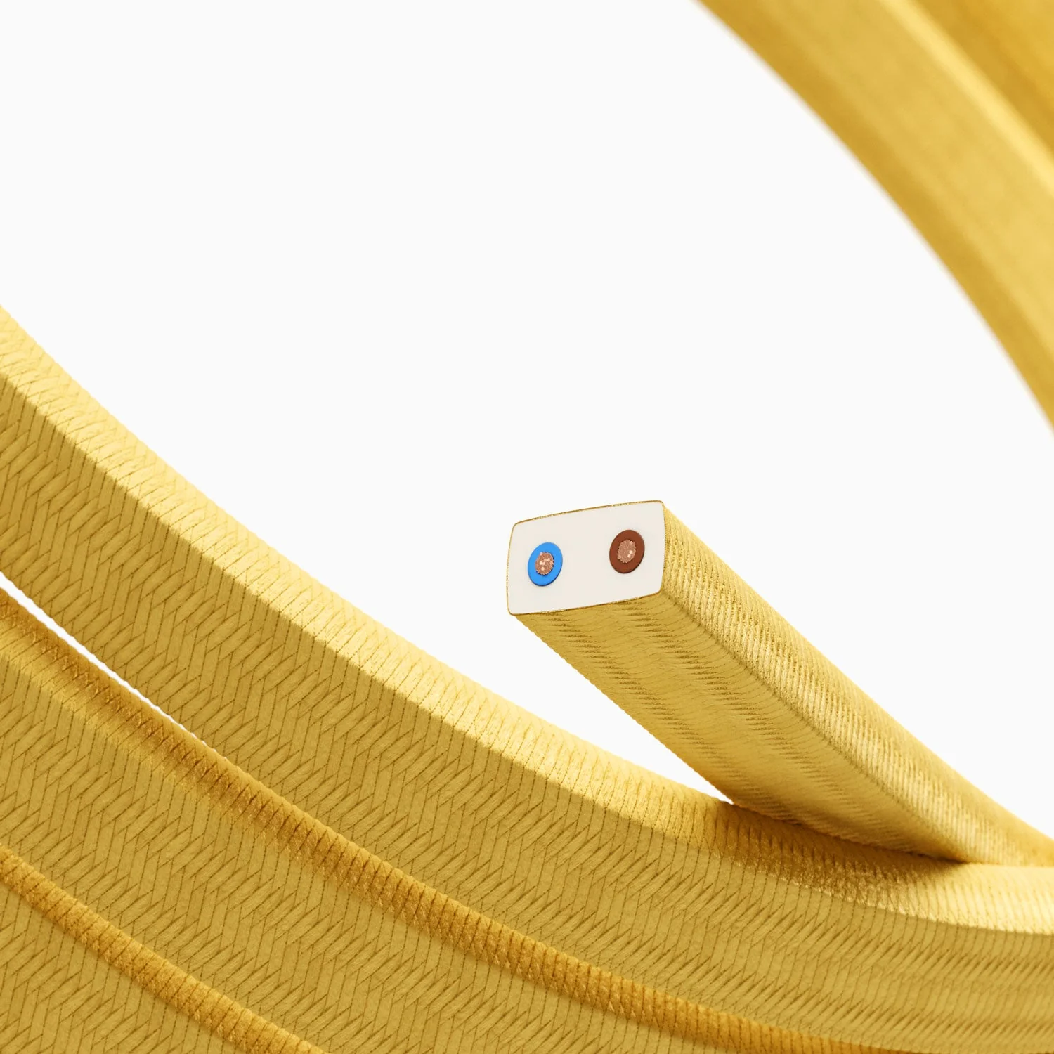 Elektrisches Farbkabel für individuelle Lichterketten, ummantelt mit Rayonstoff Gelb – CM10 - Image 2