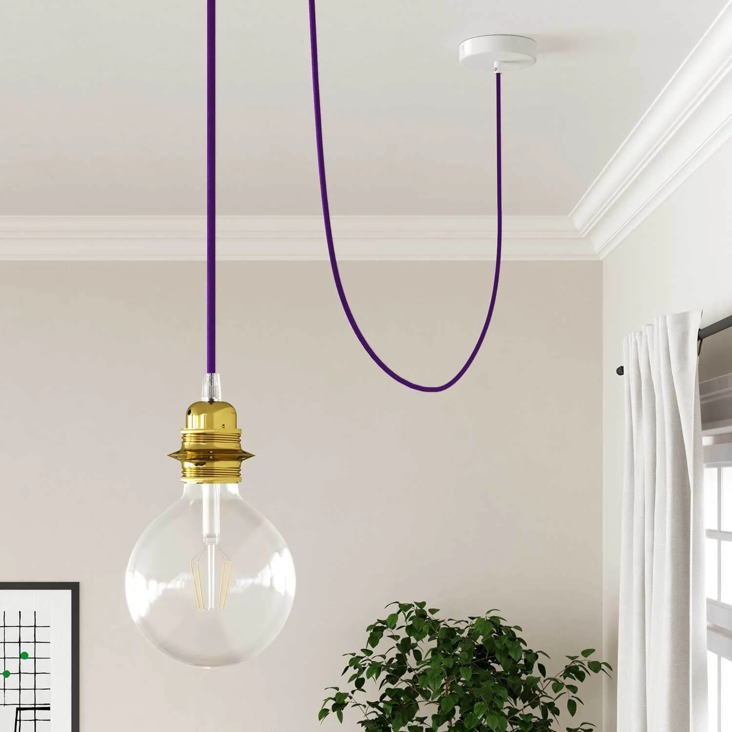 Glänzendes, mit Veilchenviolett überzogenes Kabel – Das Original von Creative Cables, die richtige Wahl für exklusive Lampen – RM14 - Image 4