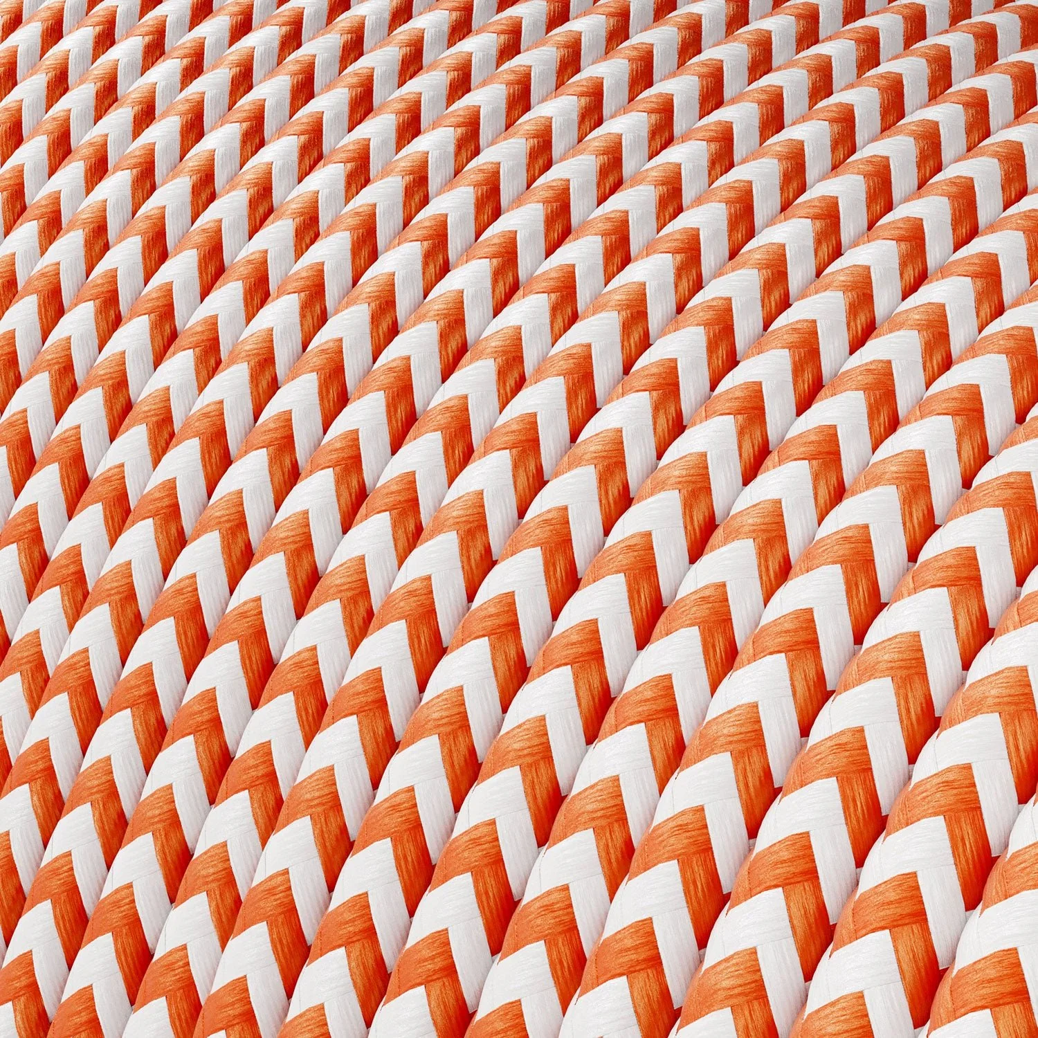 Niederspannungskabel mit Seiden-Effekt-Stoff überzogen ZigZag Weiß und Orange RZ15 - Image 2
