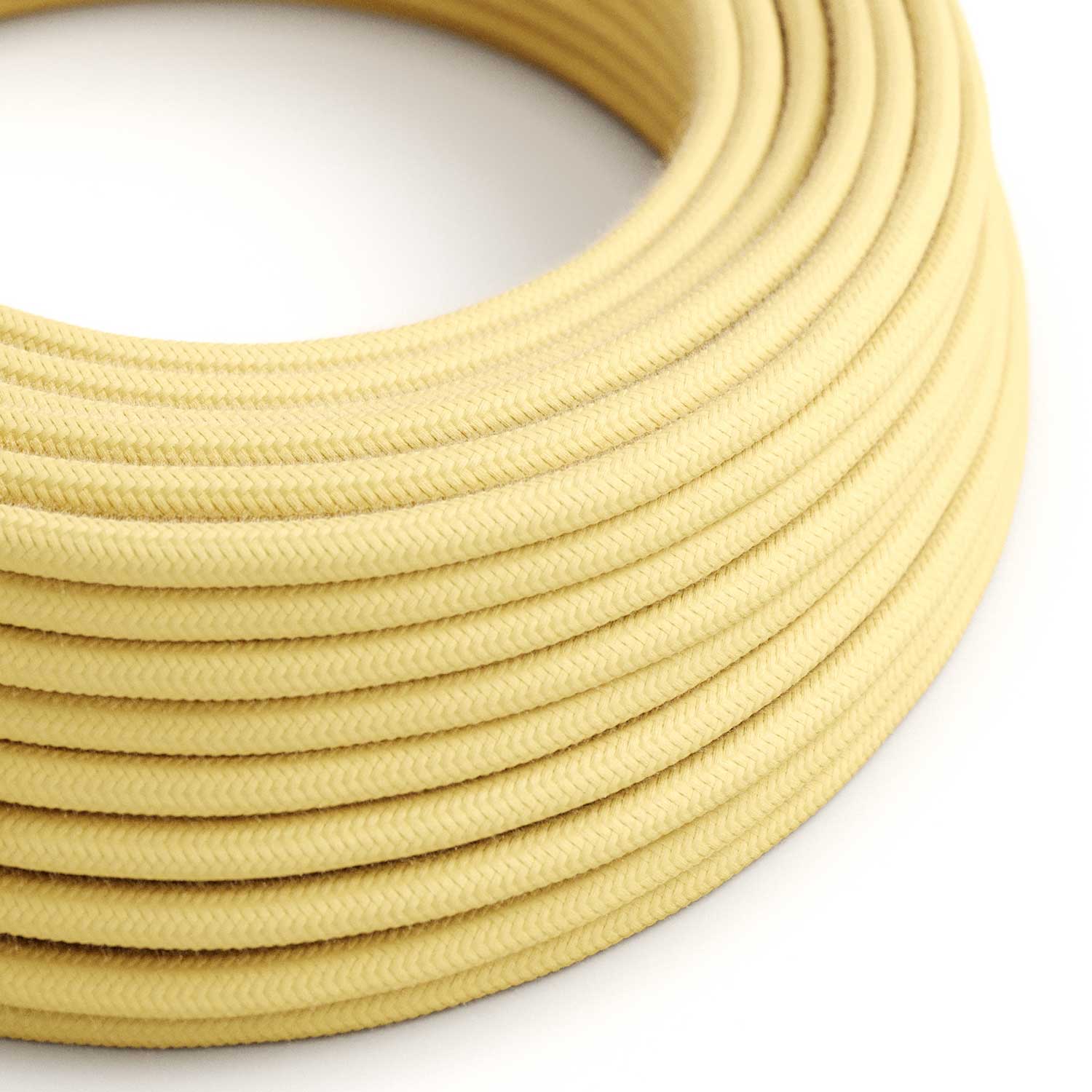 Elektrikkabel aus Baumwolle in Pastellgelb – Das Original von Creative Cables, für bunte Lampen – RC10