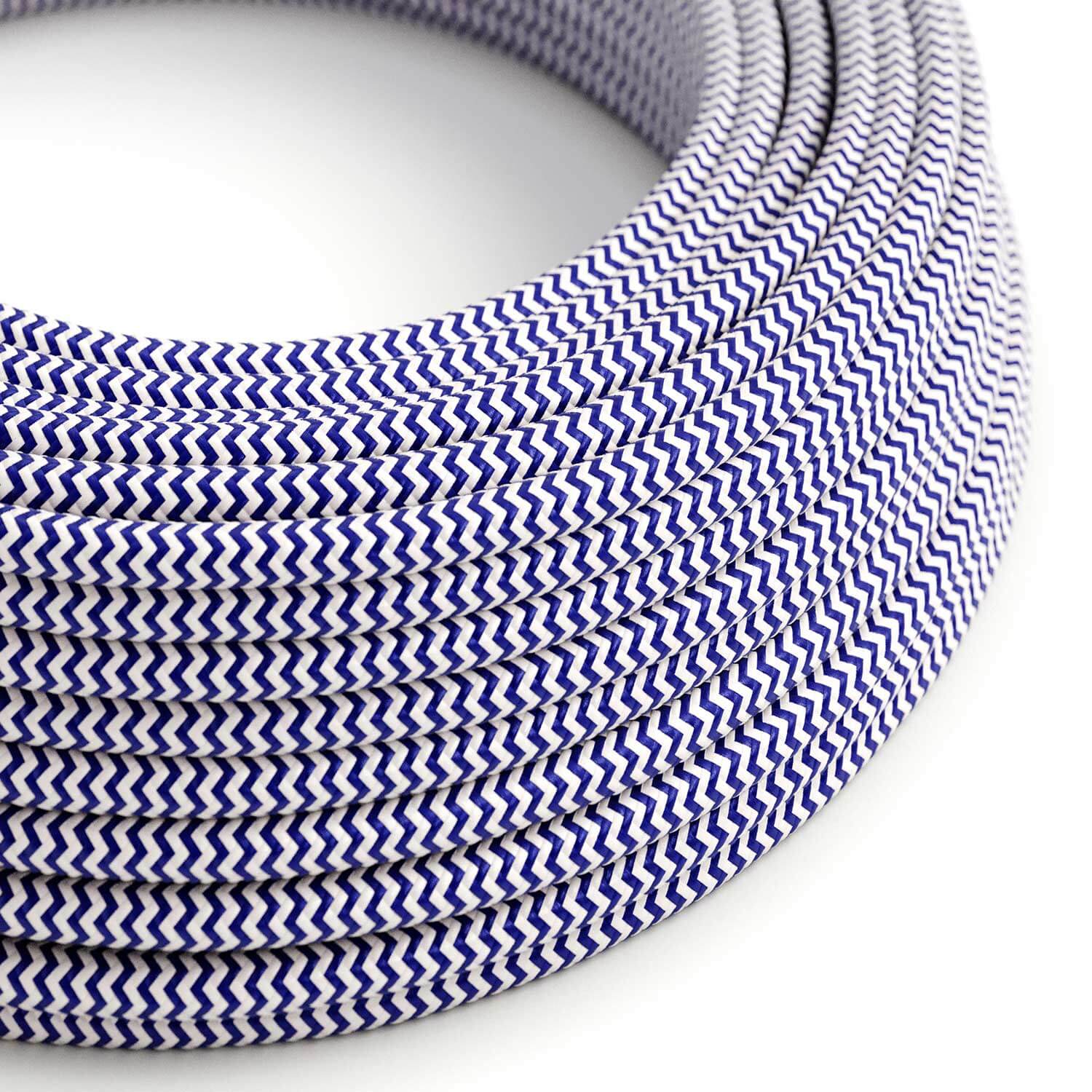 Farbkabel für Beleuchtung Classic Blue und Optisch Weiß ZigZag – Das Original Creative Cables, für DIY-Lampen – RZ12
