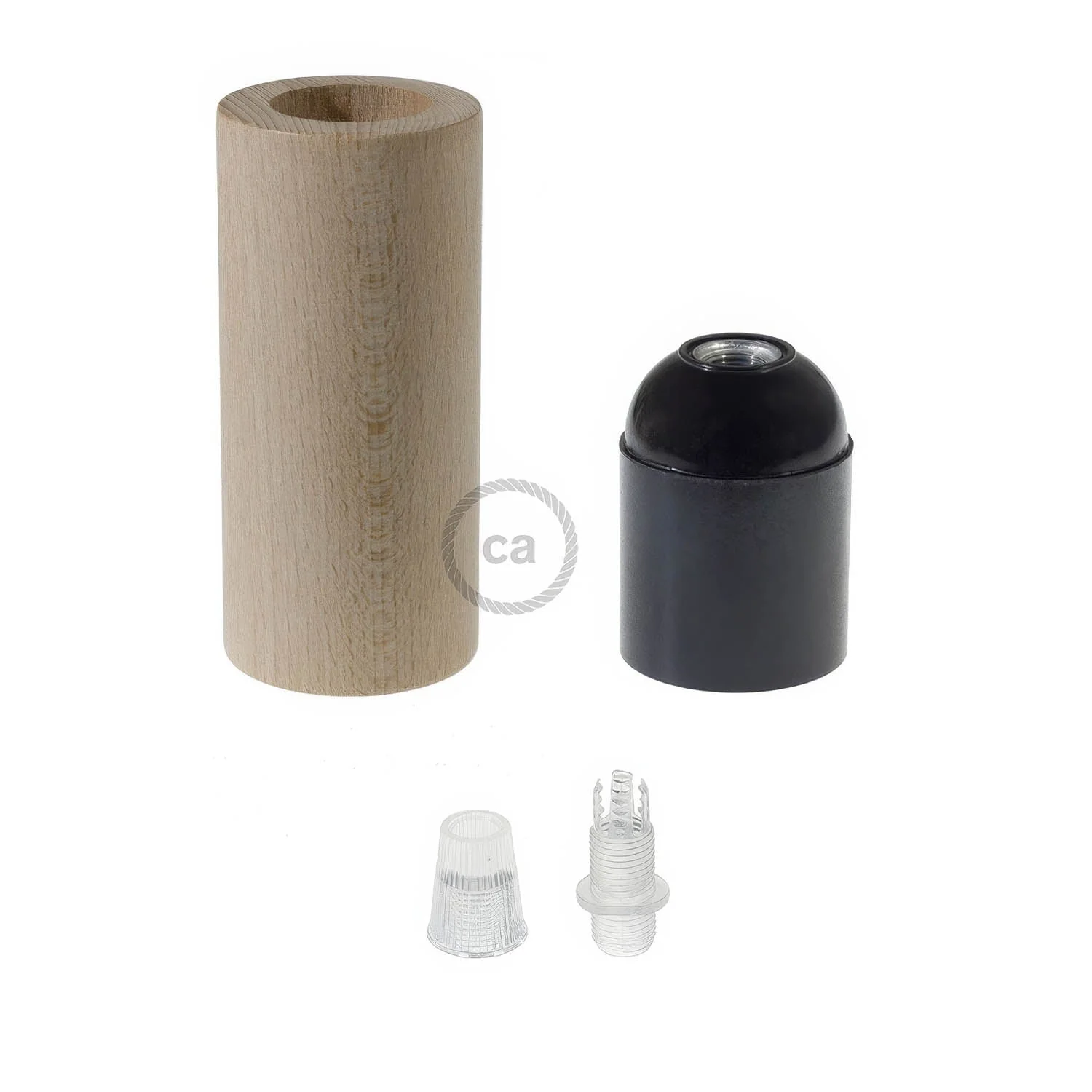 E27 Lampenfassungen-Kit aus Holz für 3XL-Kordel - Natur - Image 2