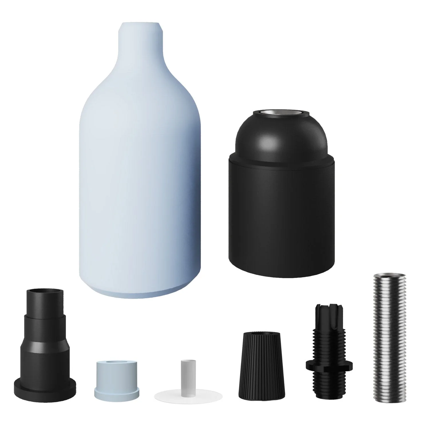 E27 Lampenfassung-Kit aus Silikon mit versteckter Kabelklemme – Zuckertütenblau - Image 2