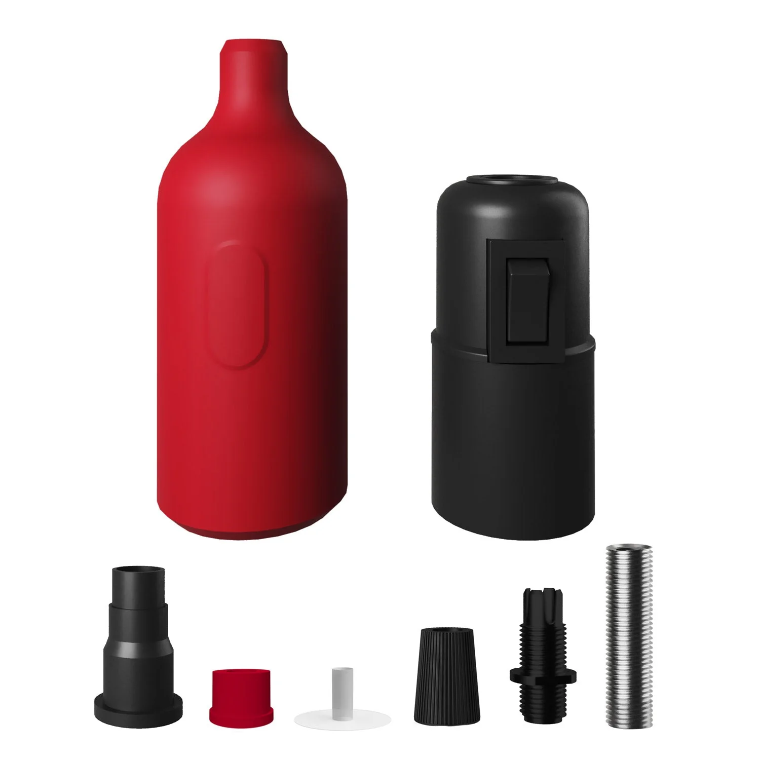 E27 Lampenfassung-Kit aus Silikon mit verstecktem Schalter und Kabelzugentlastung – Rot - Image 2