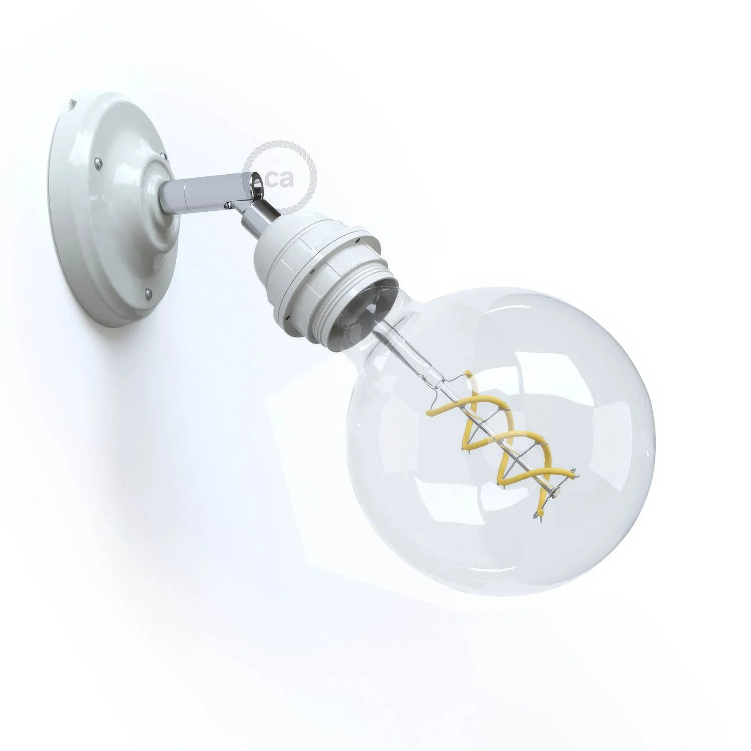 Fermaluce 90° Classic mit E26-Gewindefassung, die verstellbare Porzellan-Lichtquelle – Weiß