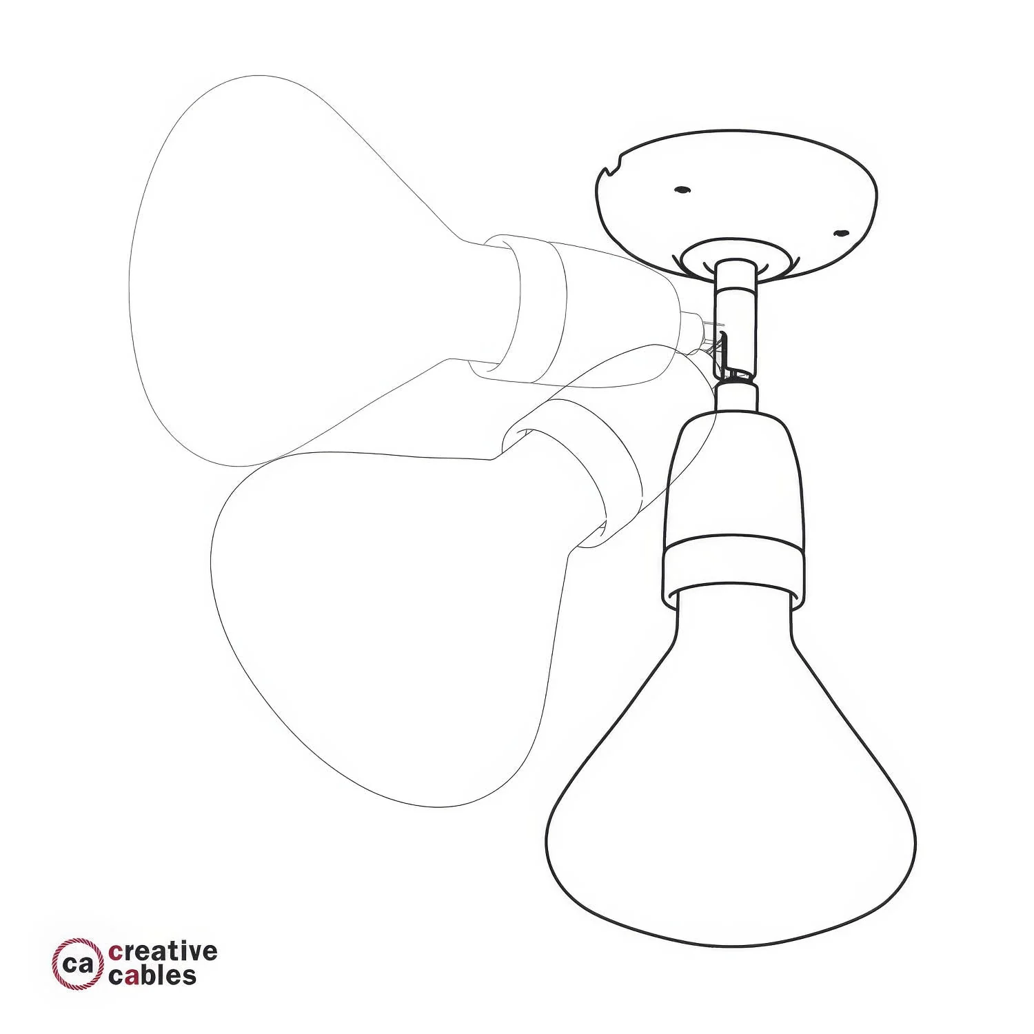 Fermaluce Classic 90° mit E27-Gewindefassung, schwenkbare Wandlampe in Porzellan - Schwarz - Image 3