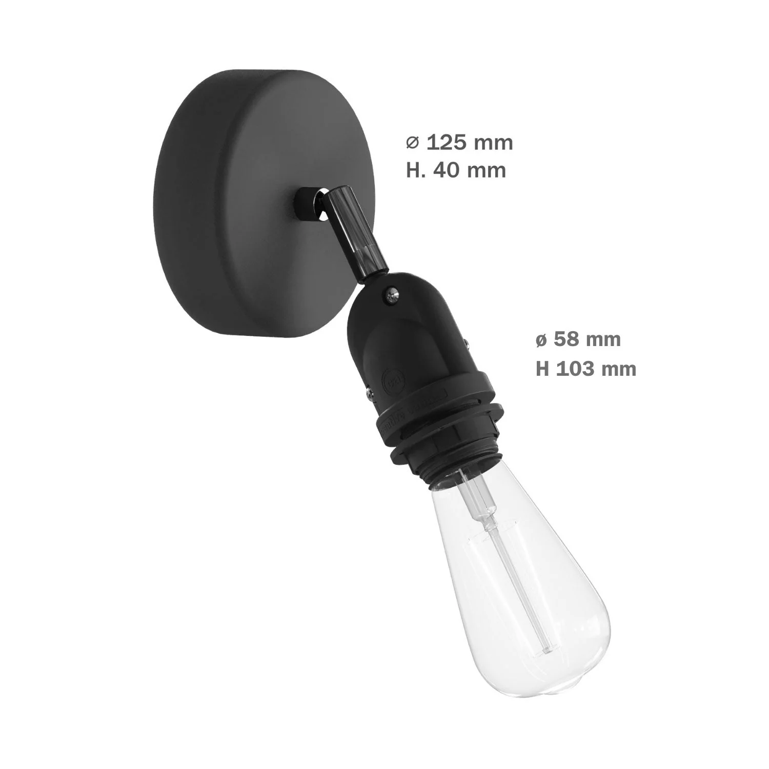 Fermaluce für Modulair-Lampenschirm mit schwenkbarem Gelenk, Baldachin und Lampenfassung IP65 wasserdicht – Graphit - Image 6