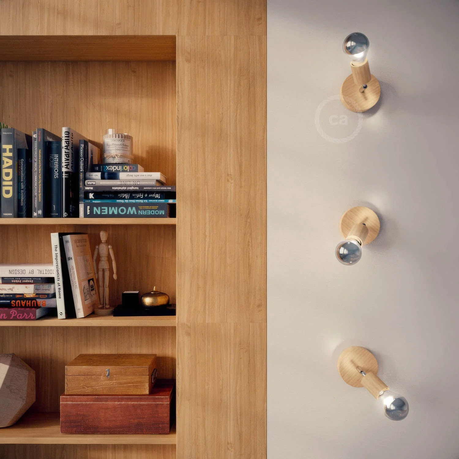 Fermaluce Wood 90°, Lichtpunkt für Wand oder Decke aus Naturholz – Neutral - Image 2