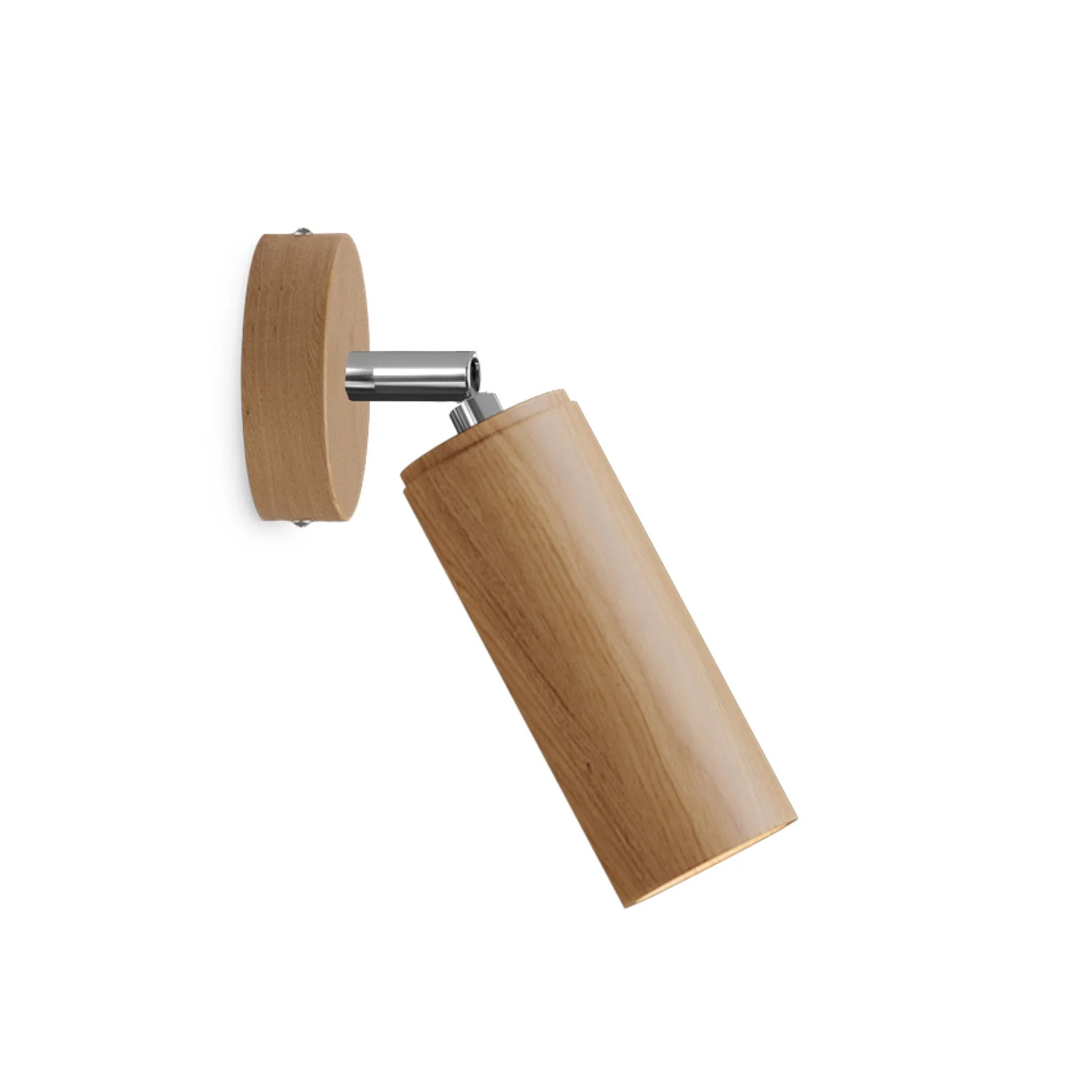 Fermaluce Wood mit schwenkbarem Spot in Holz und Tub-E14 Lampenschirm – Neutral