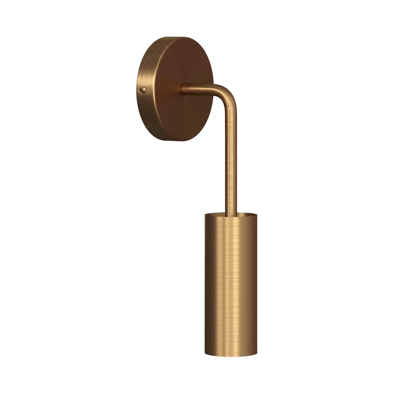 Fermaluce Metal, Wandlampe aus Metall mit gebogenem Ausleger und Tub-E14 Schirm – Satin-Bronze