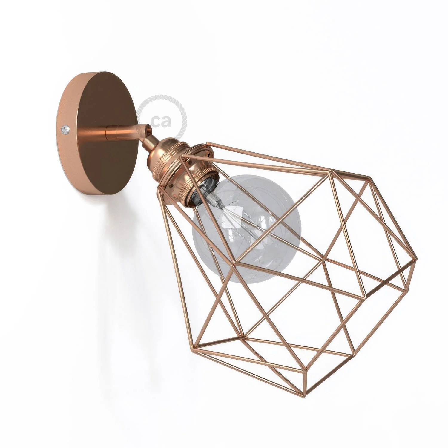 Fermaluce Metall 90° mit Diamond-Lampenschirm, verstellbare Wandleuchte aus Metall – Kupfer