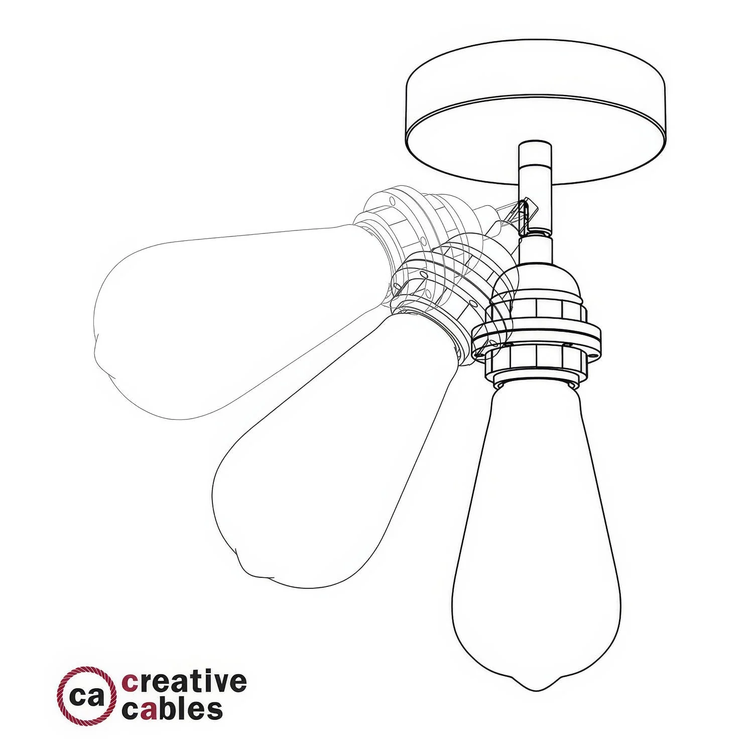 Fermaluce Metall 90° mit E27-Gewindefassung, schwenkbarer Lichtpunkt aus Metall – Messing - Image 3