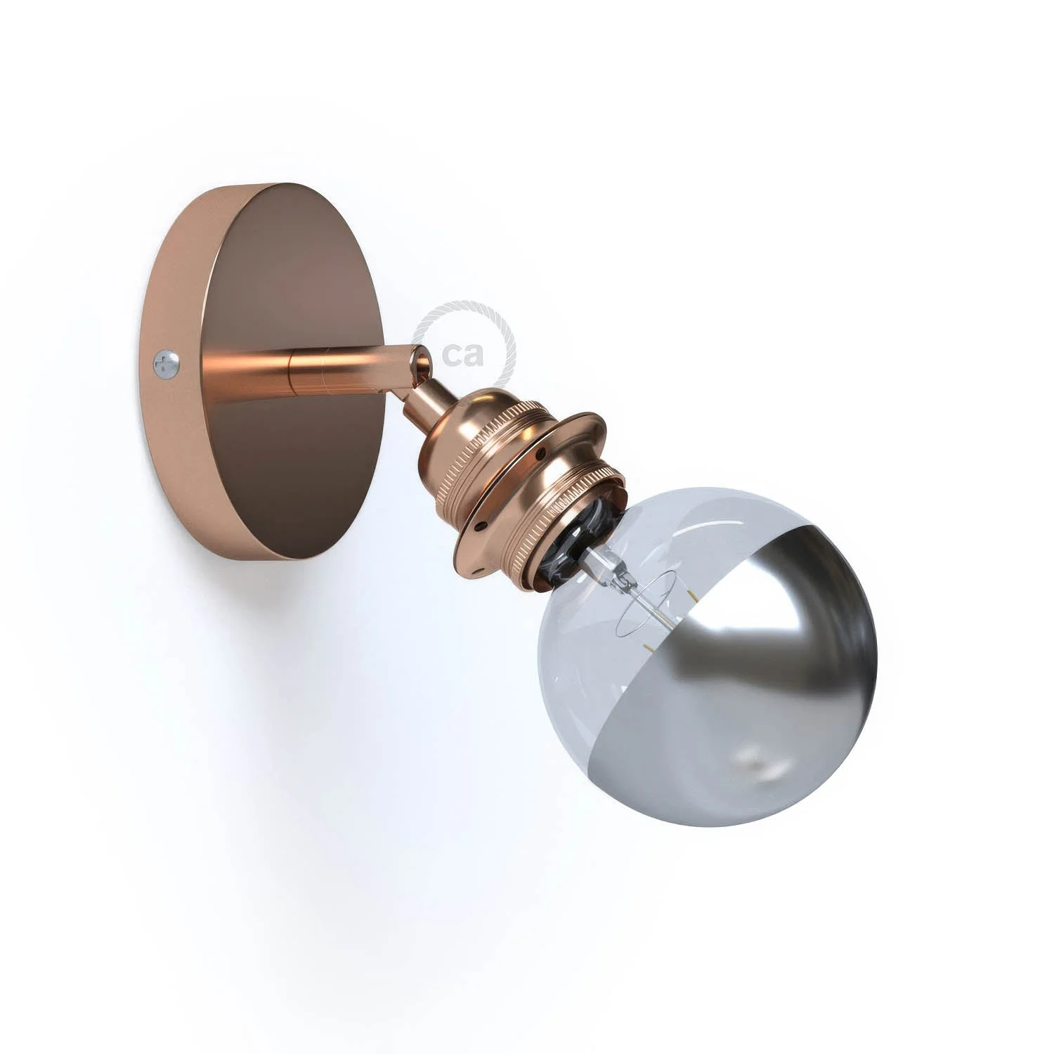 Fermaluce Metall 90° mit E27-Gewindefassung, verstellbarer Lichtpunkt aus Metall – Kupfer