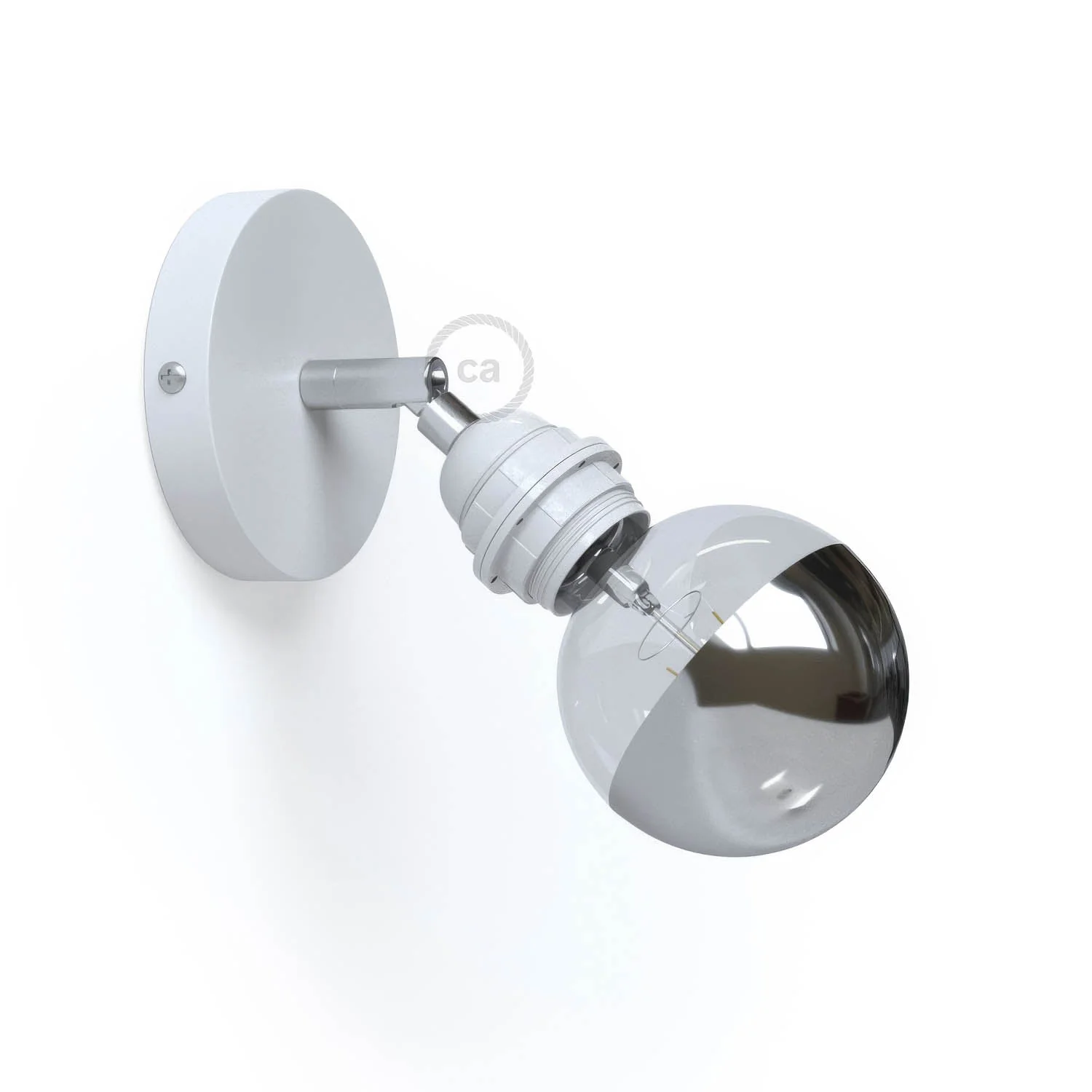 Fermaluce Metall 90° mit E27-Gewindefassung, schwenkbarer Lichtpunkt aus Metall – Weiß