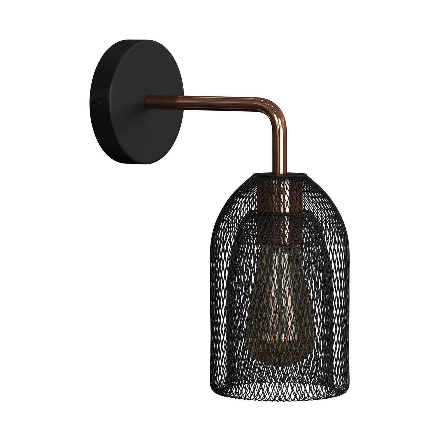 Fermaluce Metal mit Ghostbell-Schirm, Wandlampe aus Metall mit gebogenem Ausleger – Kupfer