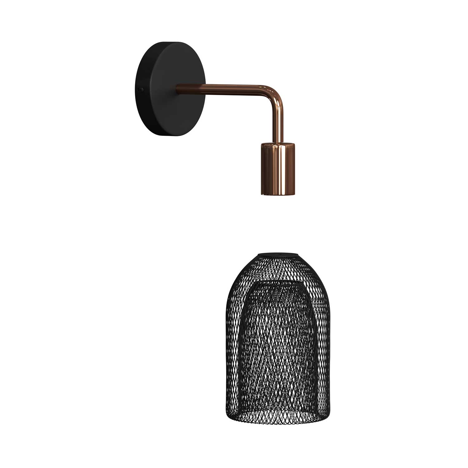 Fermaluce Metal mit Ghostbell-Schirm, Wandlampe aus Metall mit gebogenem Ausleger – Kupfer - Image 3