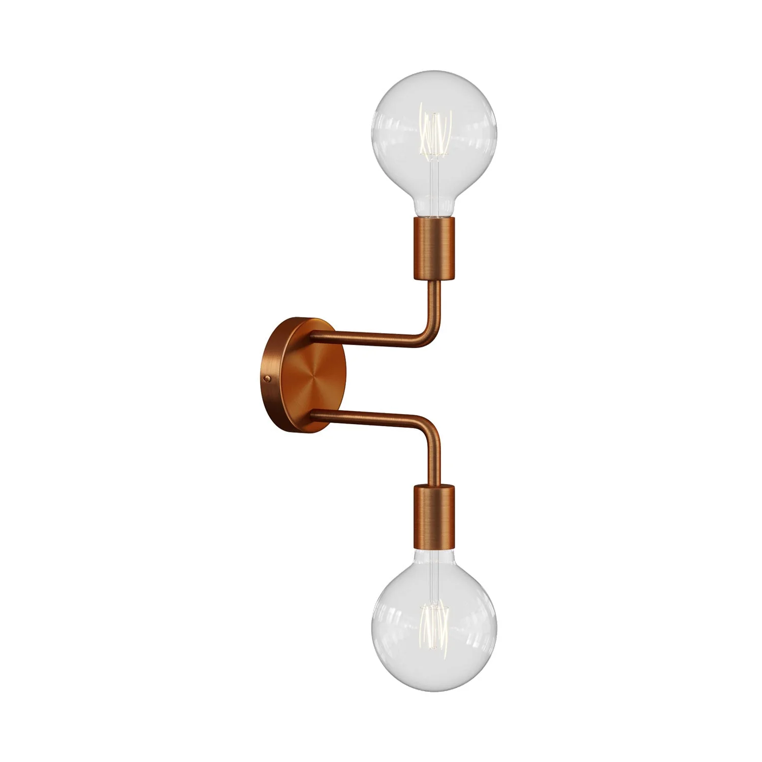 Fermaluce Metal, Wandleuchte aus Metall mit doppeltem gebogenem Arm - Satin-Kupfer
