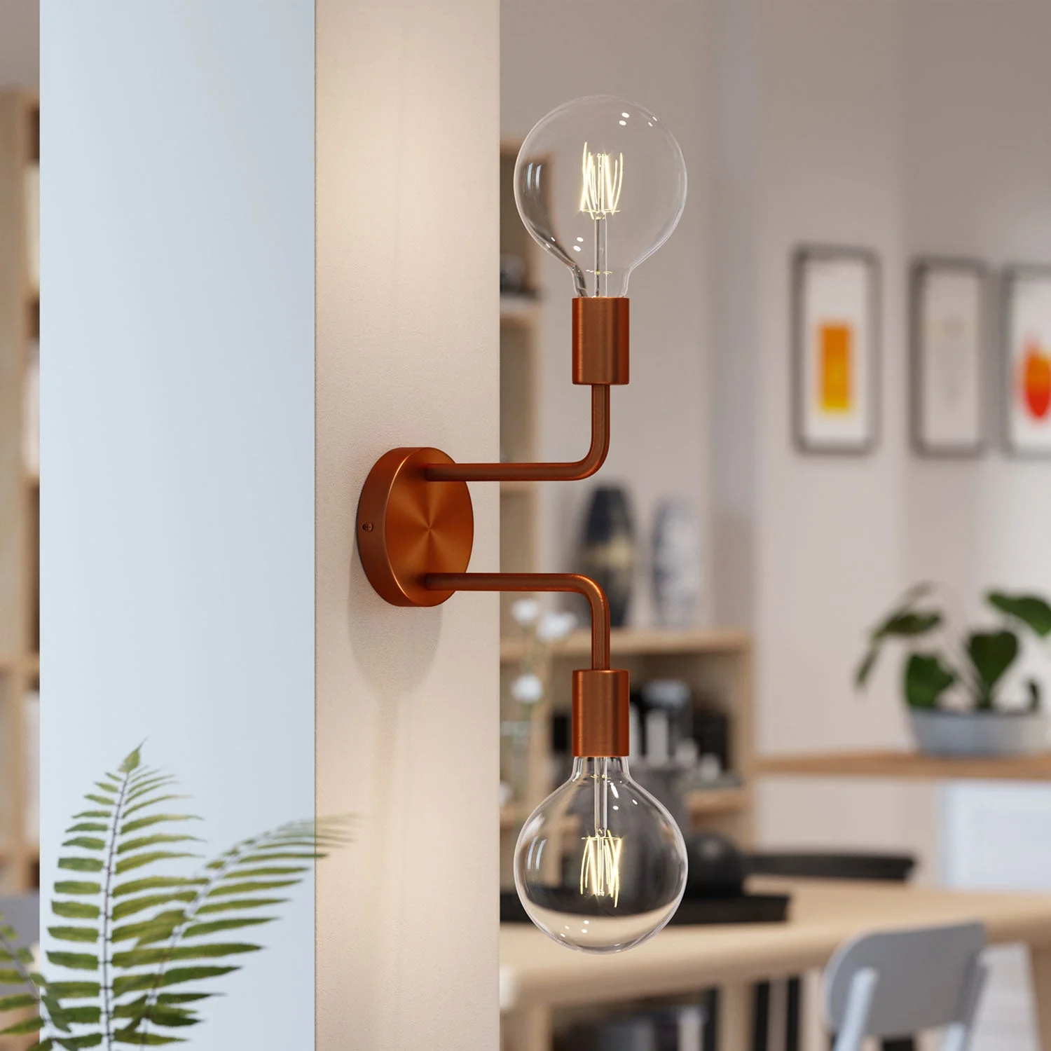Fermaluce Metal, Wandleuchte aus Metall mit doppeltem gebogenem Arm - Satin-Kupfer - Image 2