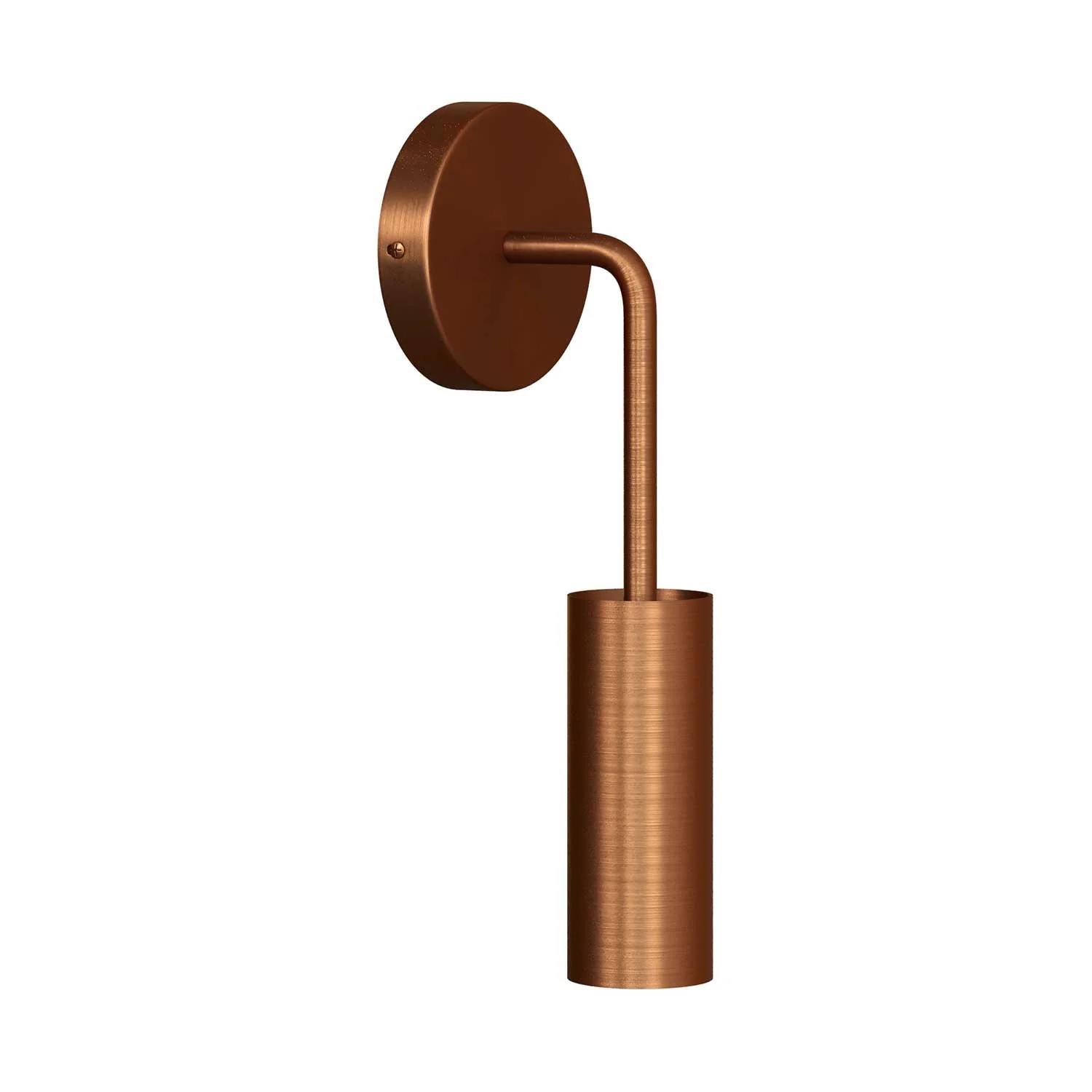 Fermaluce Metal, Wandleuchte aus Metall mit gebogenem Ausleger und Tub-E14-Schirm – Satin-Kupfer