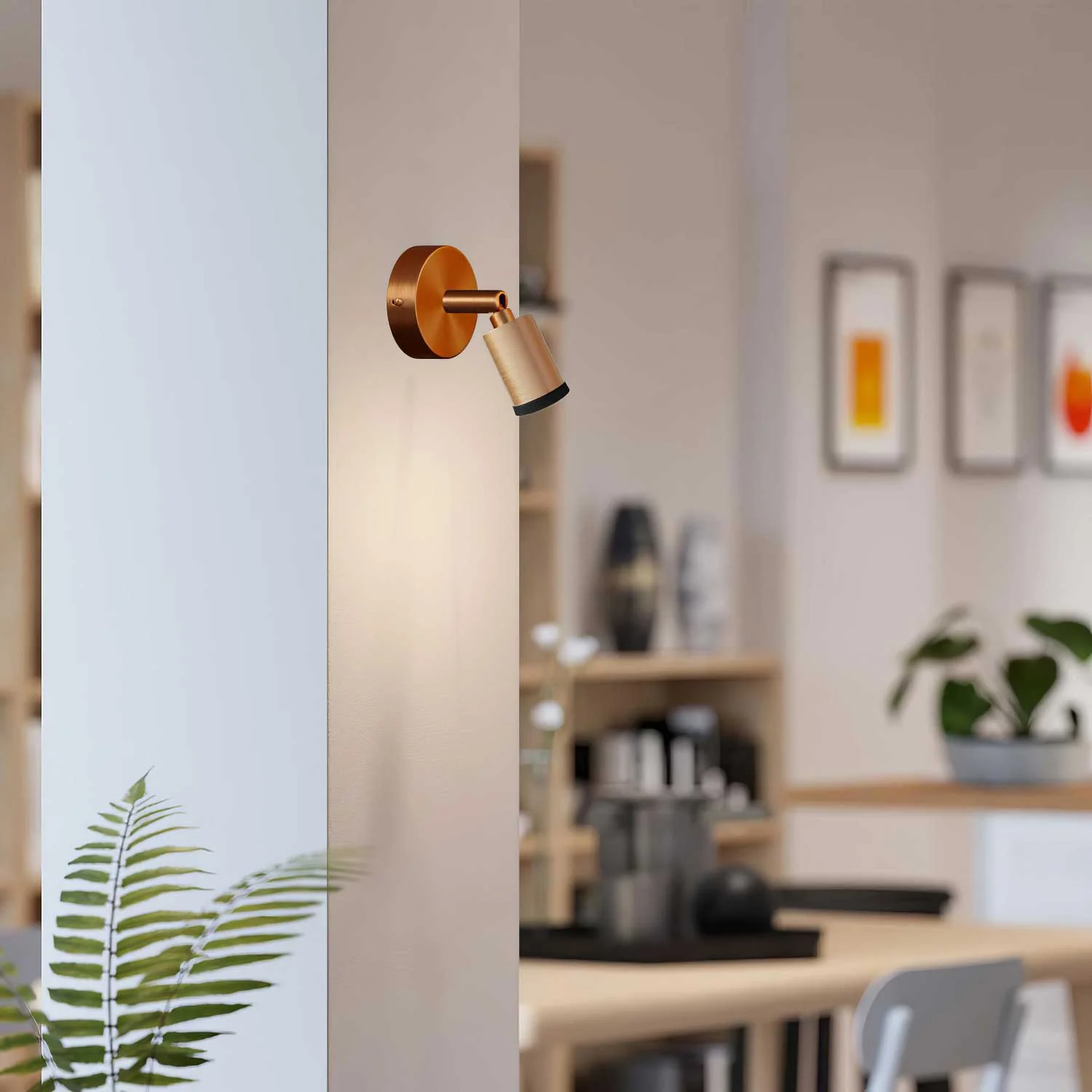 Fermaluce Mini Spotlight GU1d0, verstellbares Wand- oder Deckenstrahlerlicht mit Gelenk – Satin-Kupfer - Image 2
