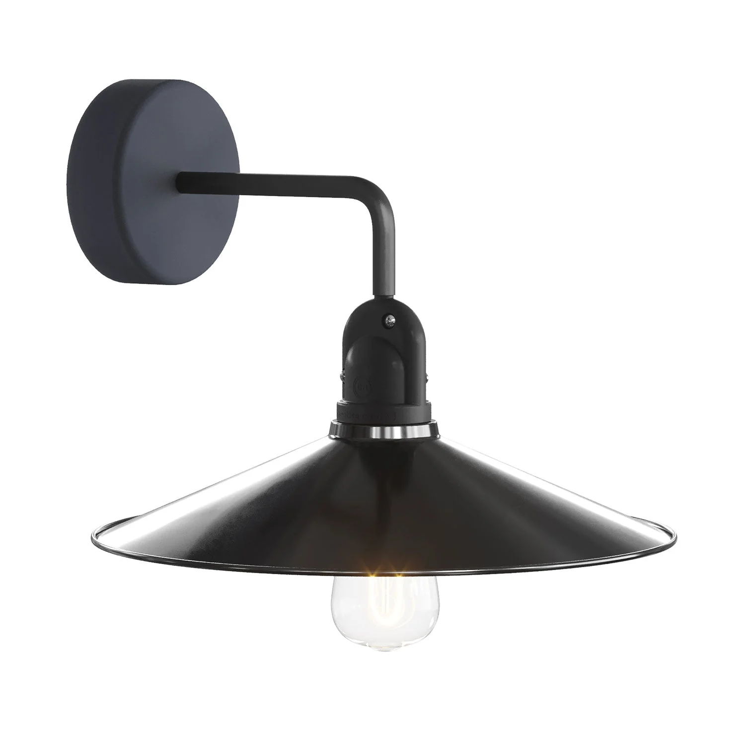 Fermaluce Modulair mit L-Verlängerung, Swing-Lampenschirm und wasserdichter IP65-Fassung – Schwarz innen Weiß