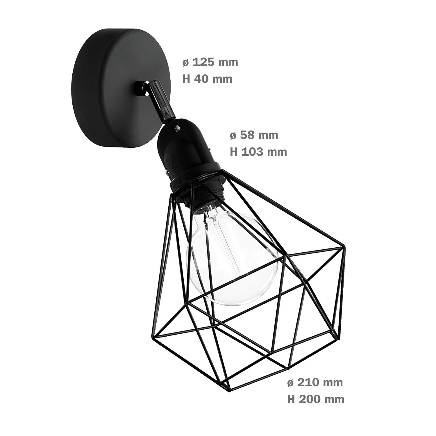 Fermaluce Modulair mit schwenkbarem Gelenk, Diamond-Lampenschirm und IP65-wasserdichter Fassung – Schwarz - Image 6