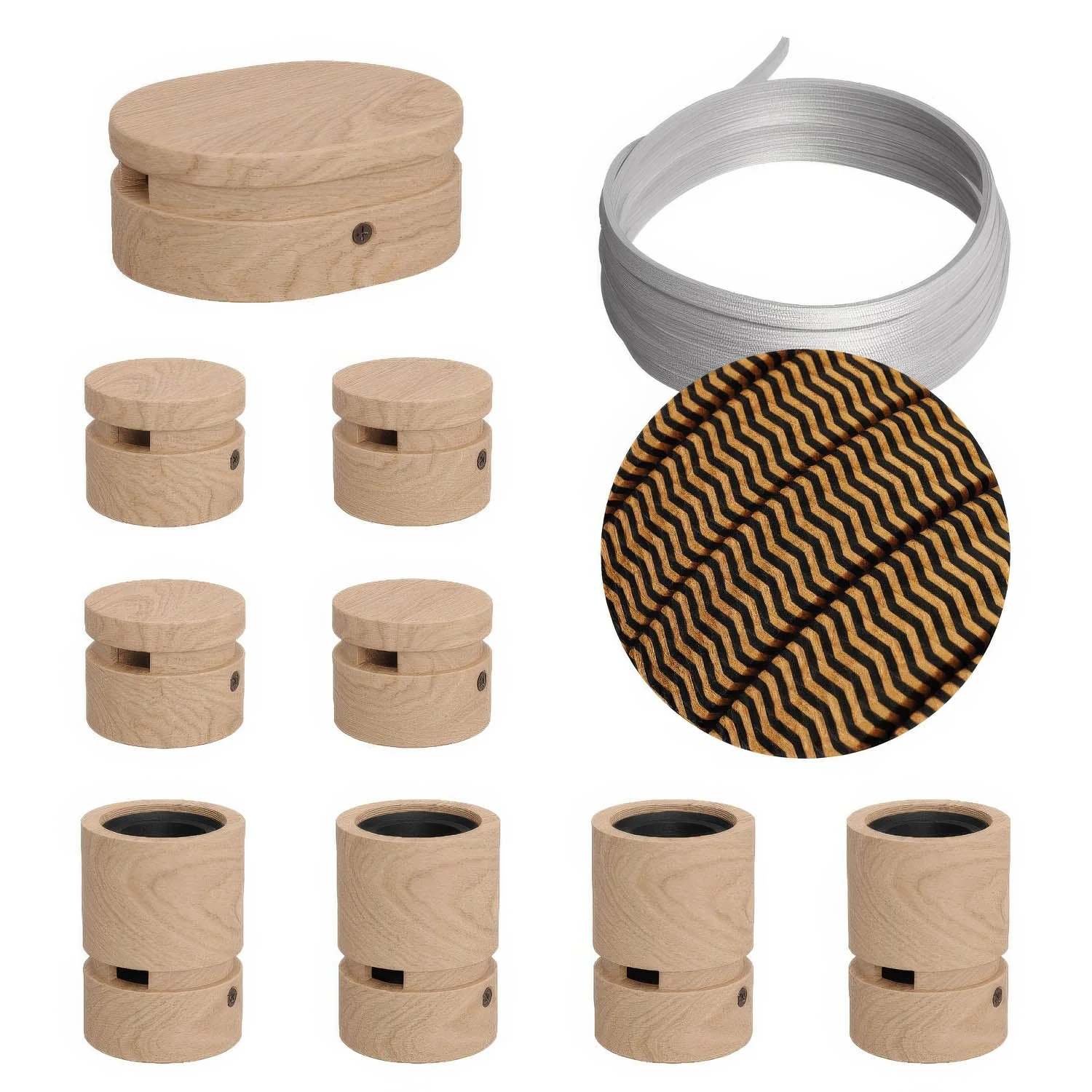 Filé Symmetric Kit-System – mit CZ22-Kabel 5 m für Lichterkette und 9 Holzelementen für den Innenbereich