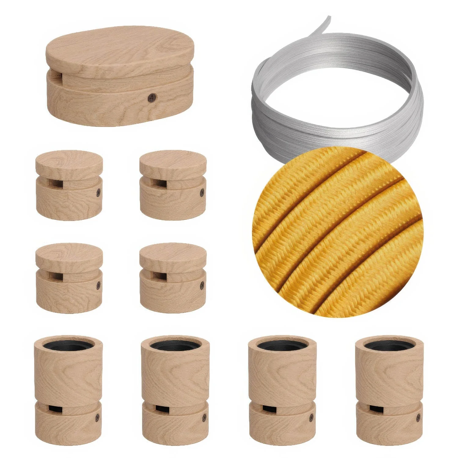 Filé Symmetric Kit – System mit CM05-Leitung 5 m für Lichterketten und 9 Holzelementen für den Innenraum