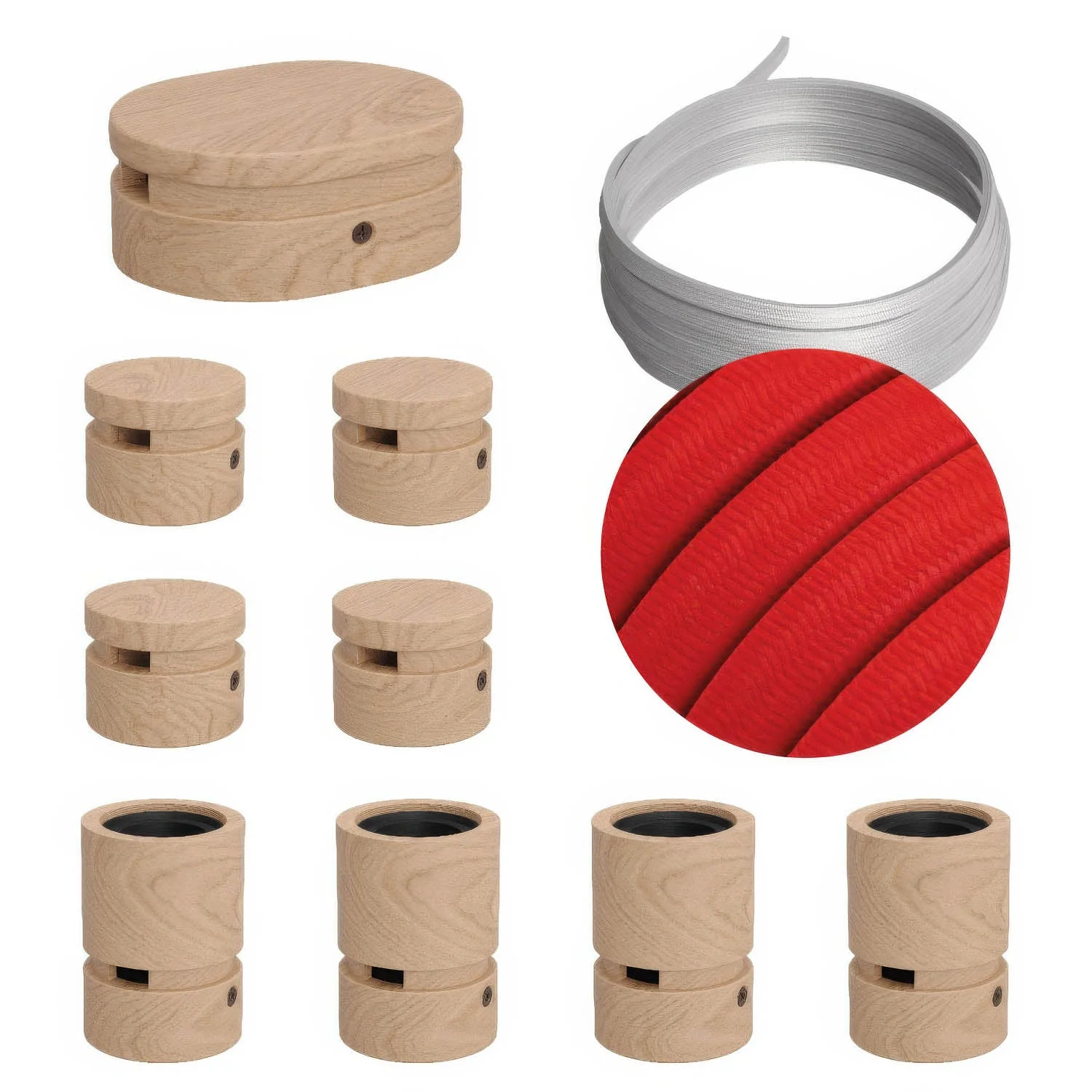 Filé Symmetric System Kit – mit 5 m Kabel CM09 für Lichterketten und 9 Holzkomponenten für Innenräume