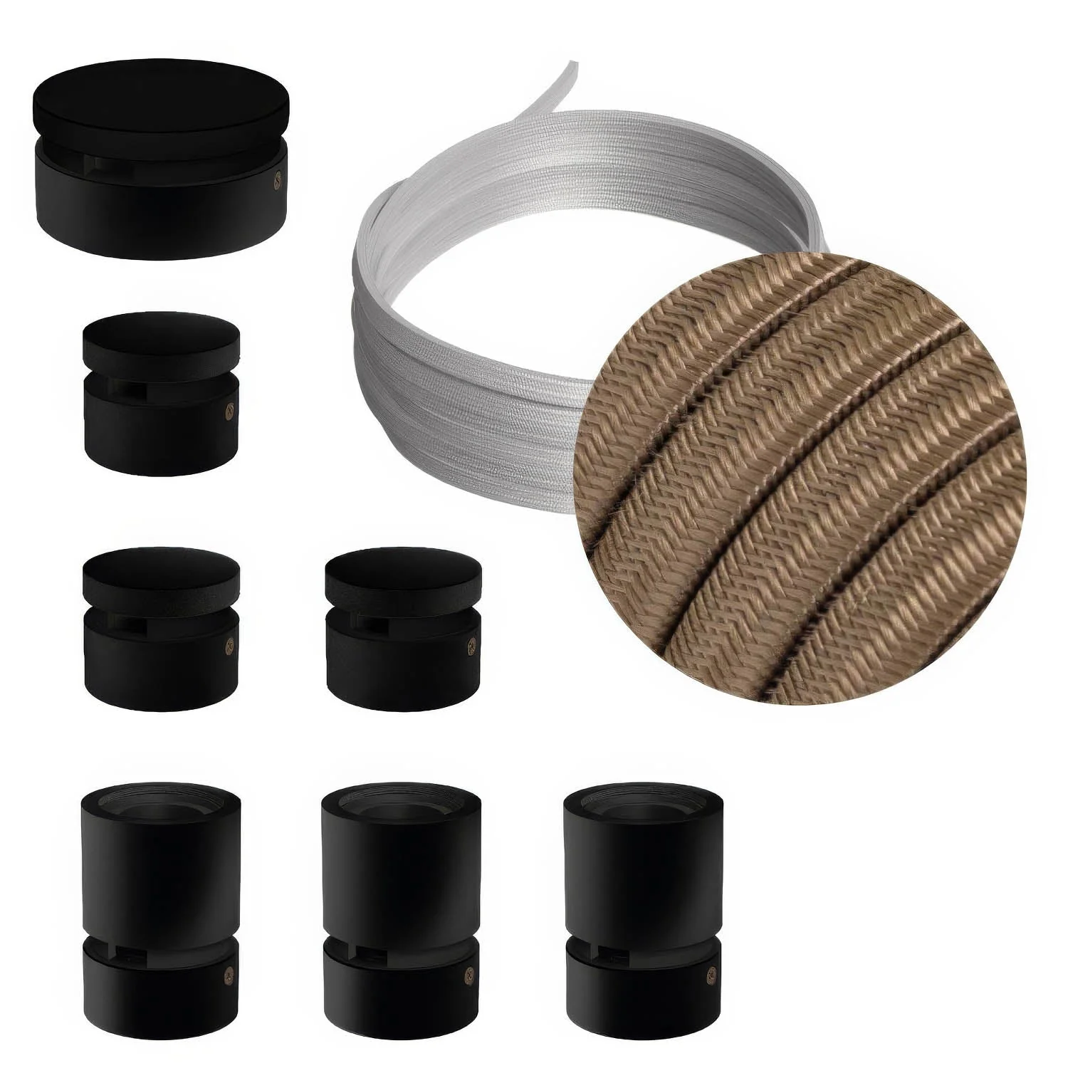 Filé Linear System Kit – mit 5 Meter CM27-Kabel für Kettenaufhängung und 7 lackierten Holzelementen für den Innenbereich