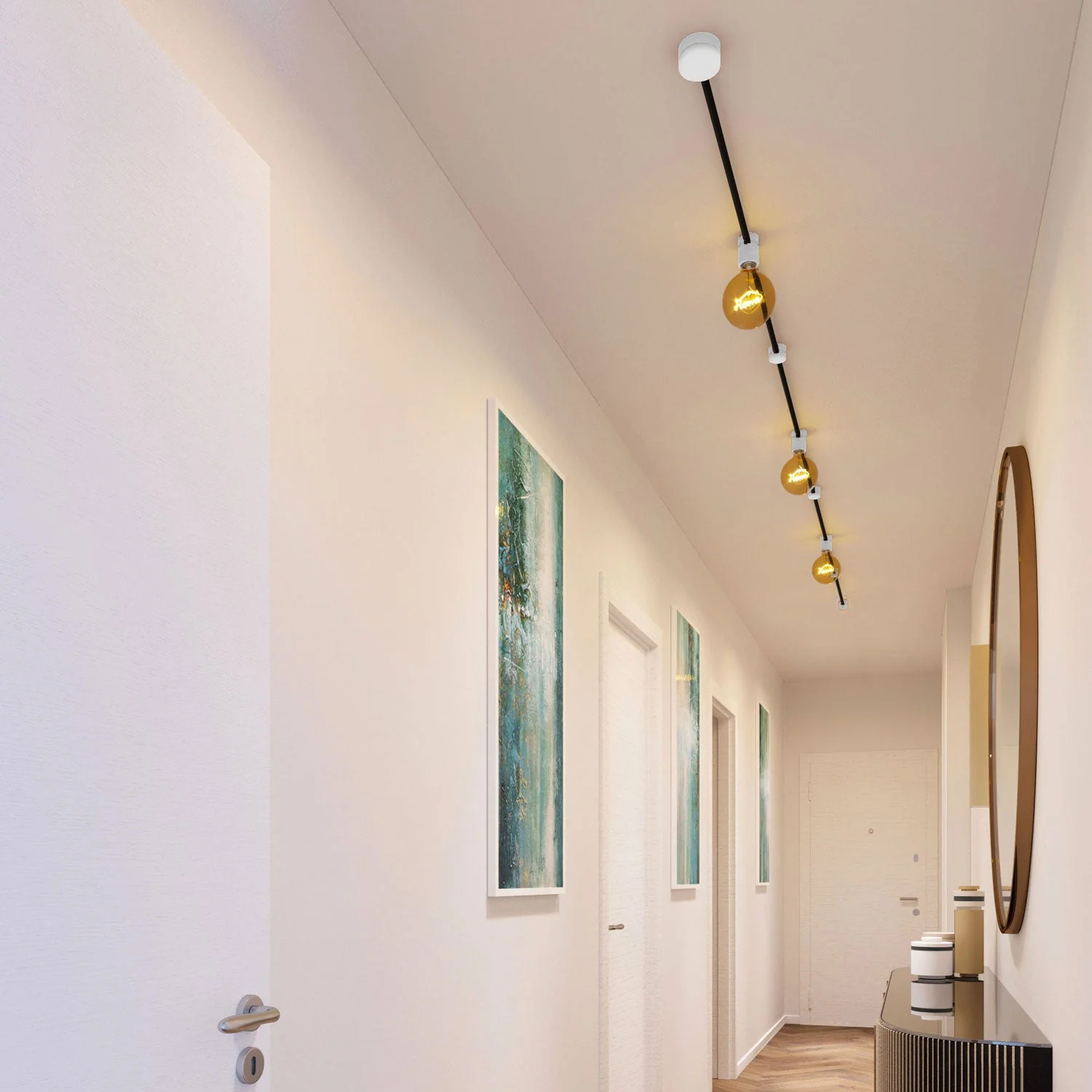 Filé Linear Kit System – mit CM04-Kabel, 5 m für Ketten und 7 weiß lackierten Holzelementen für den Innenbereich - Image 2