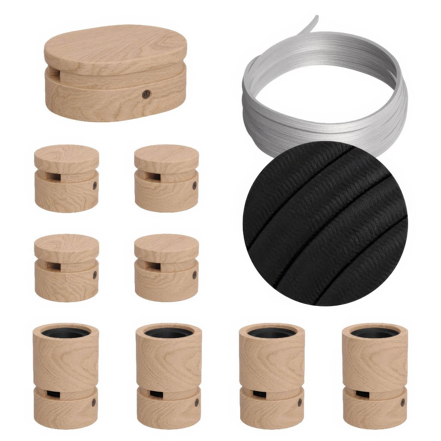 Filé Symmetric System Kit – mit 5 m CM04 Kabel für Lichterketten und 9 Holzelementen für Innenbereiche