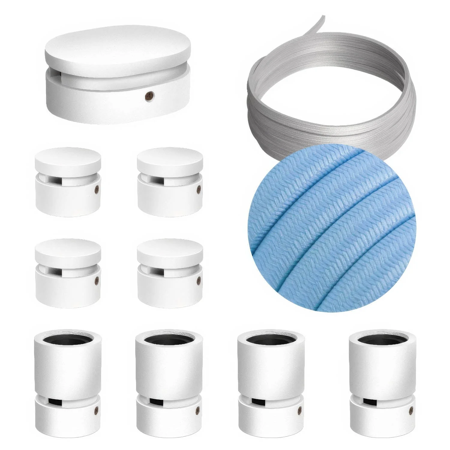 Filé Symmetric Kit – System mit 5 m Kabel CM17 für Lichterkette und 9 weiß lackierte Holzelemente für den Innenbereich