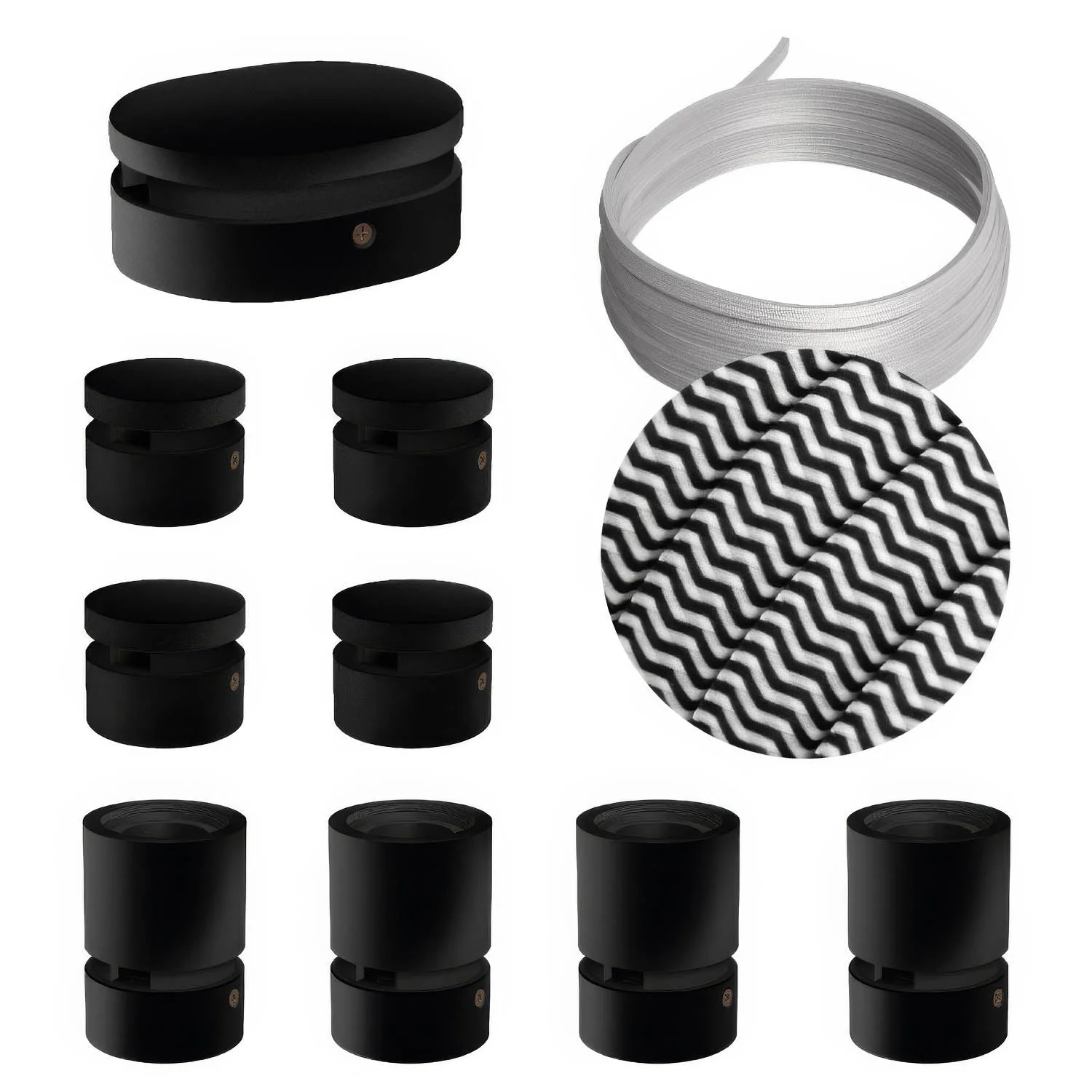 System Filé Symmetric Kit – mit CZ04 Kabel, 5 m für Lichterketten und 9 lackierte schwarze Holzelemente für Innenräume