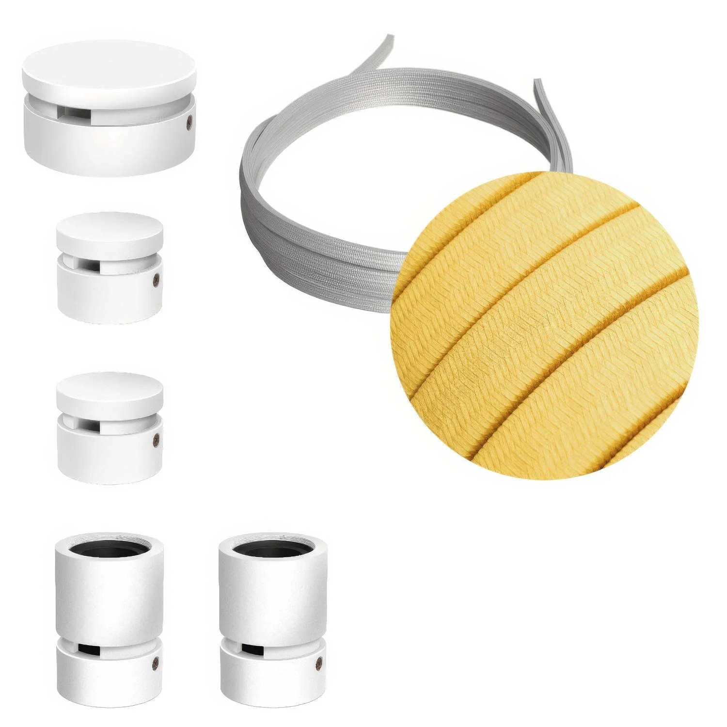 Filé Wiggle Kit – mit 3 m langem CM10-Kabel für Lichterkette und 5 Komponenten aus weiß lackiertem Holz für den Innenbereich