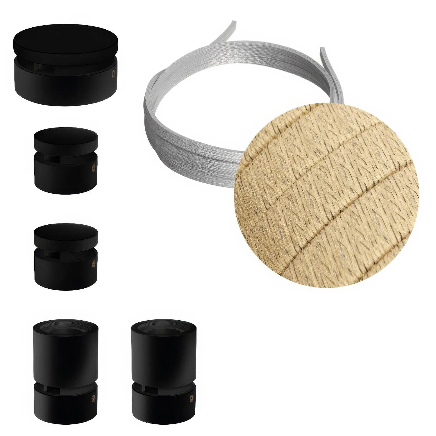 Filé Wiggle Kit System – mit 3 m CN06-Kettenkabel und 5 schwarz lackierten Holzelementen für den Innenbereich