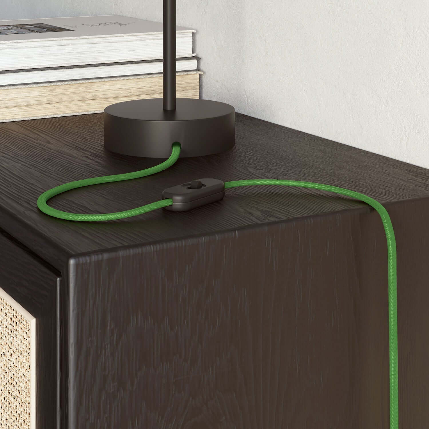 Flaches Elektrokabel mit glänzendem Stoffüberzug Limegrün – PM18 - Image 3