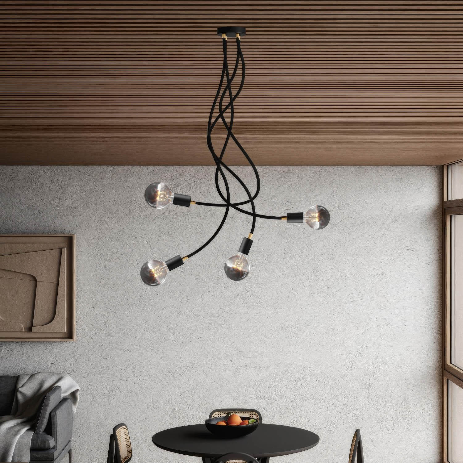 Flex 90 Deckenleuchte mit schwenkbarem Arm, diffusem Licht und G95 LED-Leuchtmittel – Schwarz - Image 2