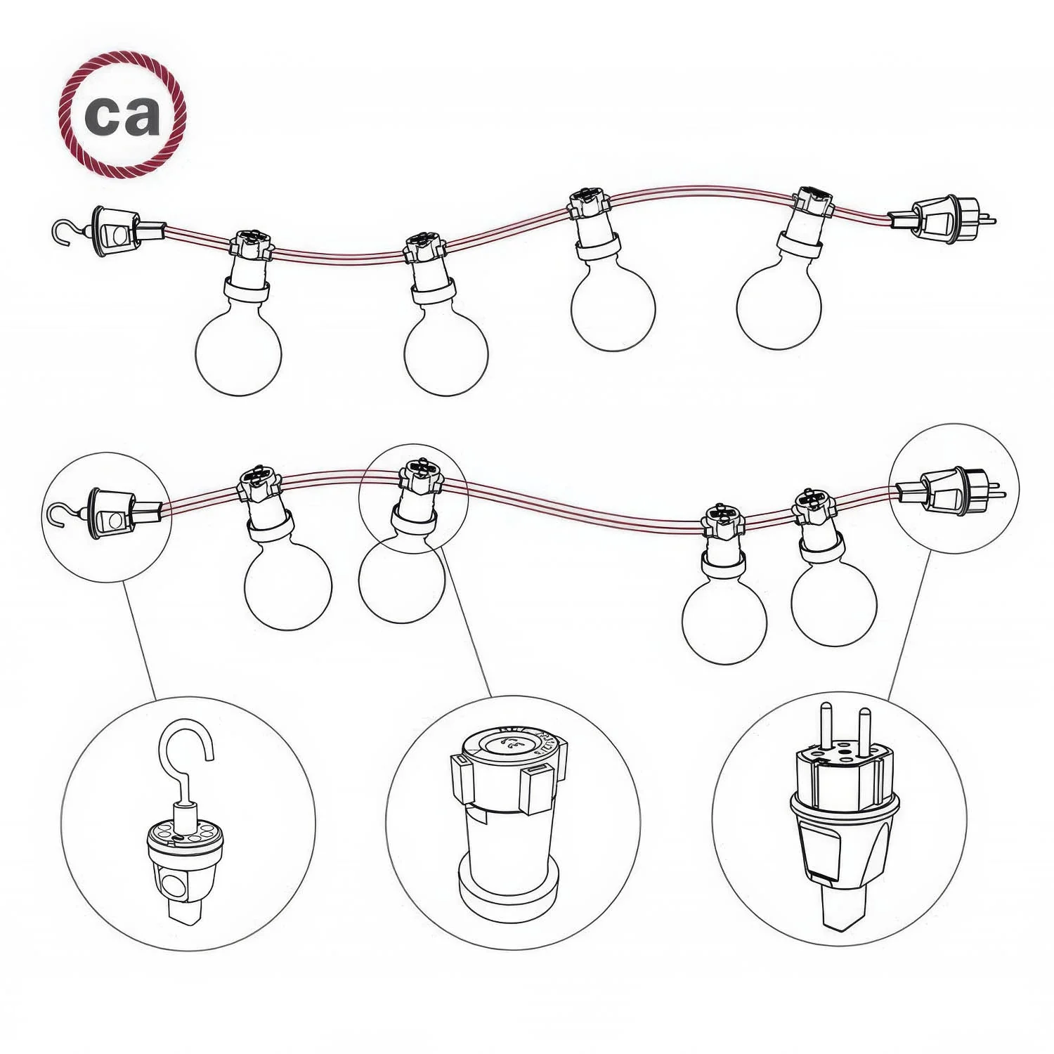 Französisch-Deutscher Stecker schwarz für Lumet Lichterketten-System - Image 4