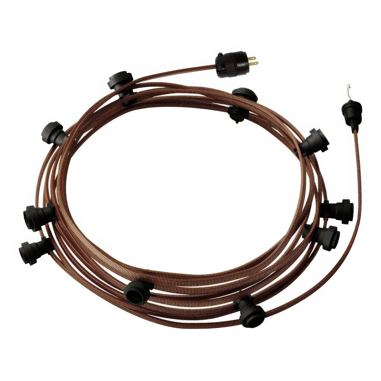 Gebrauchsfertige 40ft-Lichterkette mit 5 schwarzen Fassungen, Haken und Stecker – CZ22