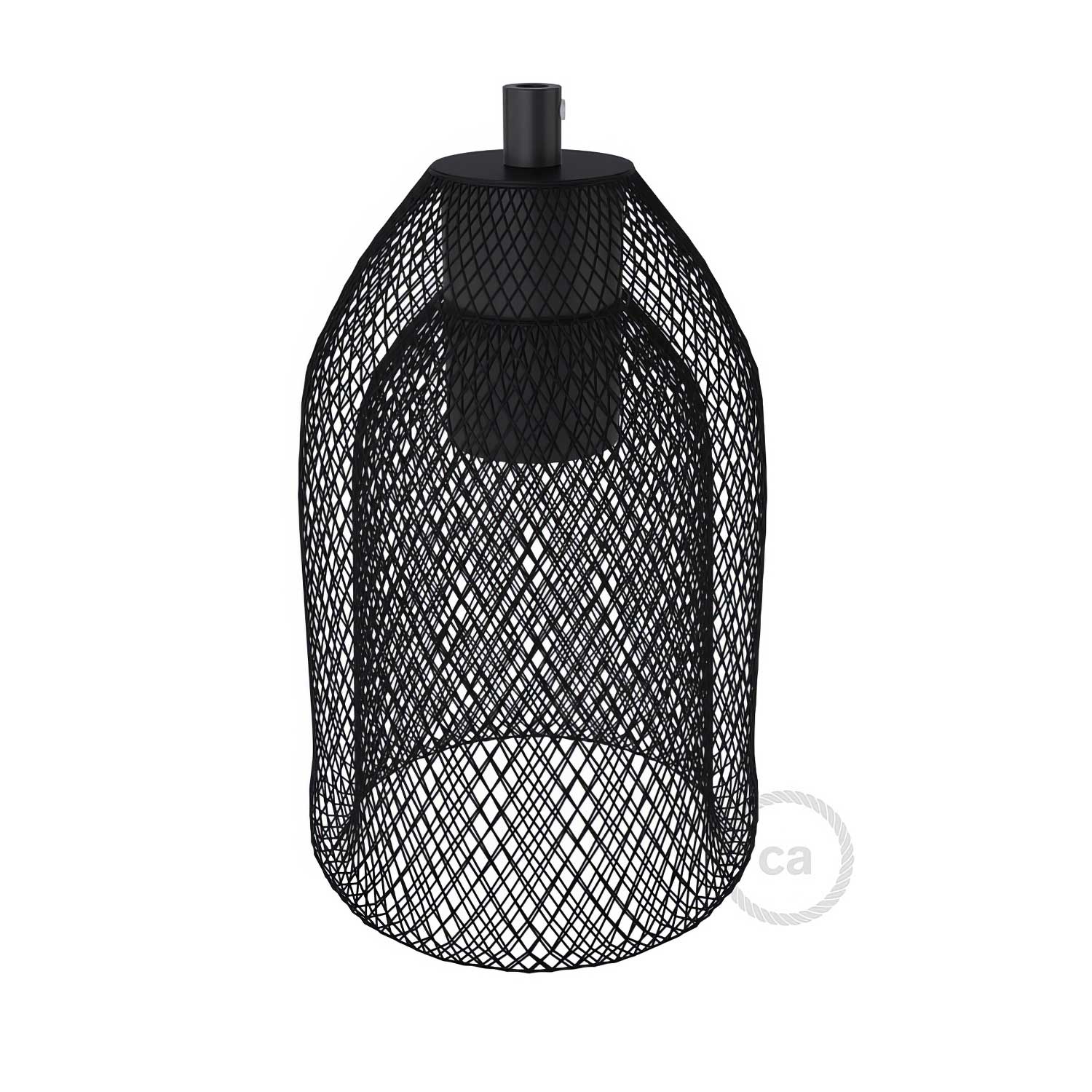 Ghostbell – Der Drahtgeflecht-Pendellampenschirm mit Fassungabdeckung – Schwarz - Image 3
